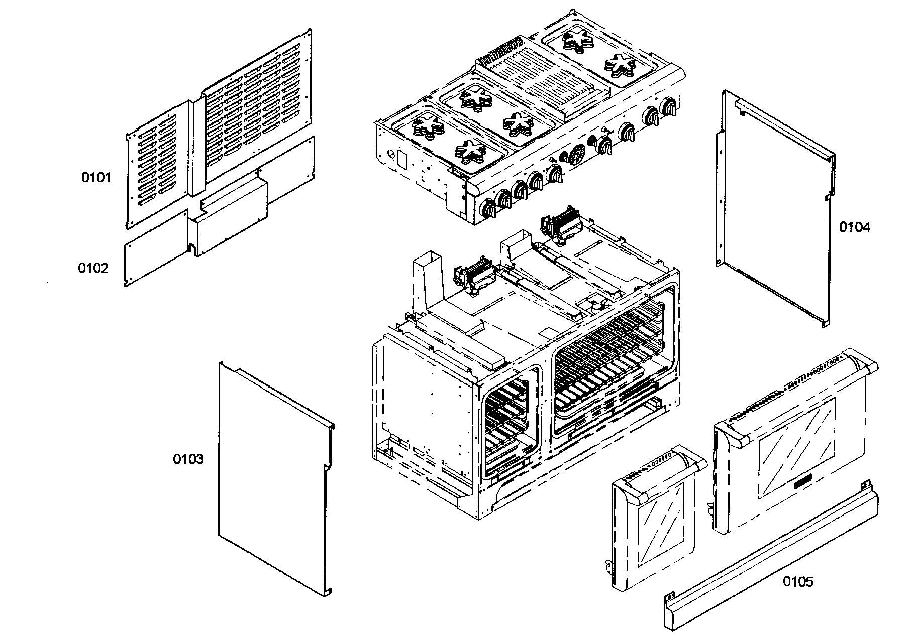 Thermador PRG486ELG02 cabinet parts diagram