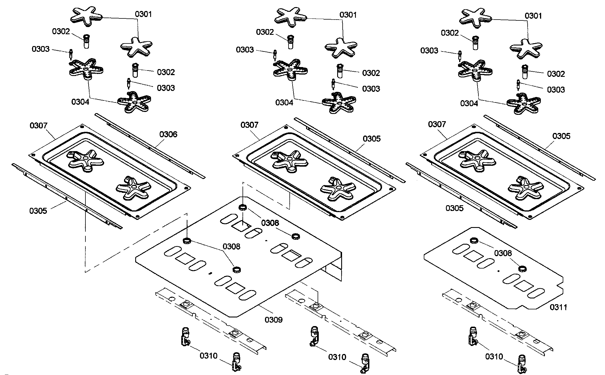 Thermador PRG486ELG02 burner assy diagram
