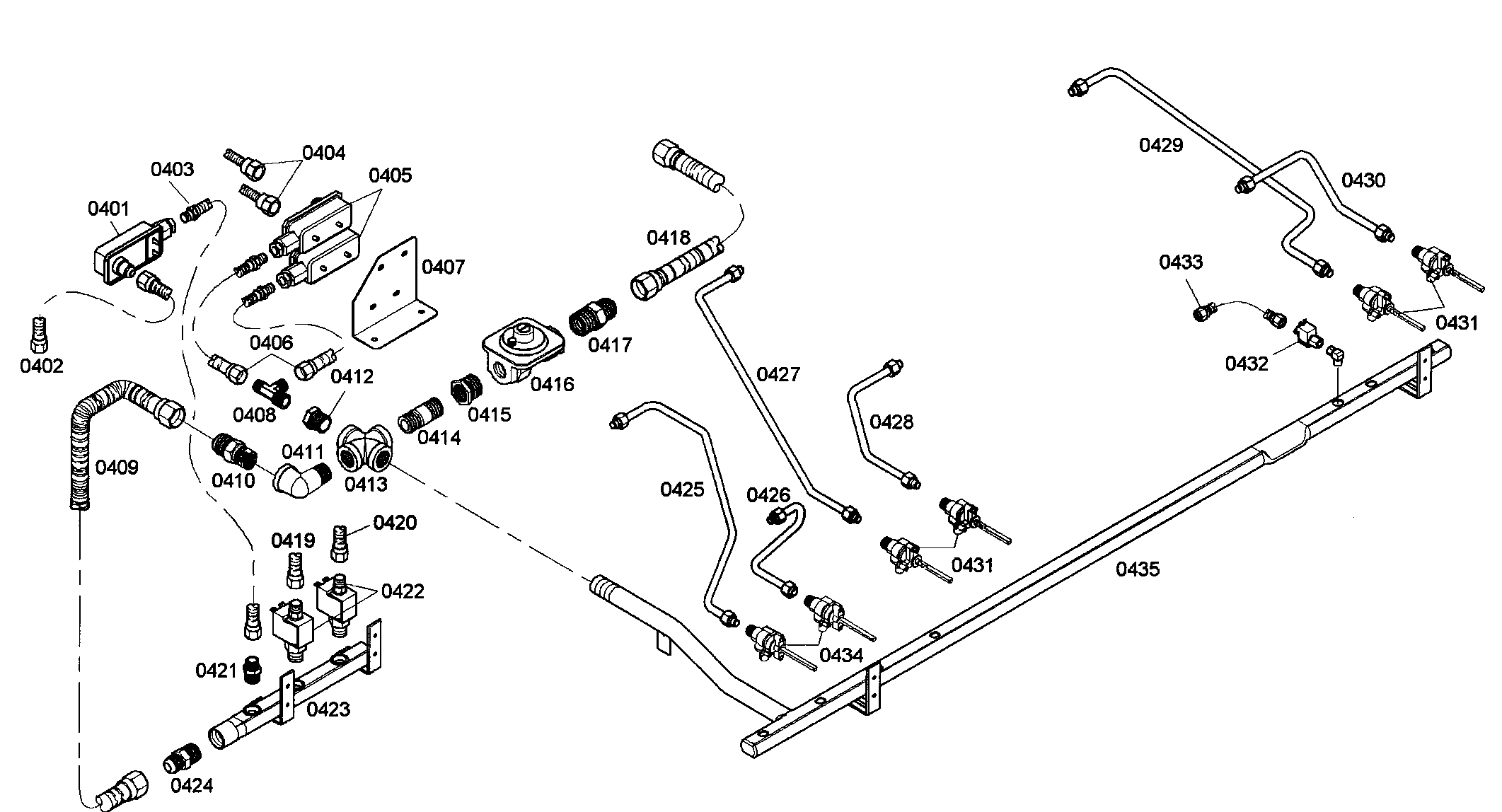 Thermador PRG486ELG02 gas supply diagram