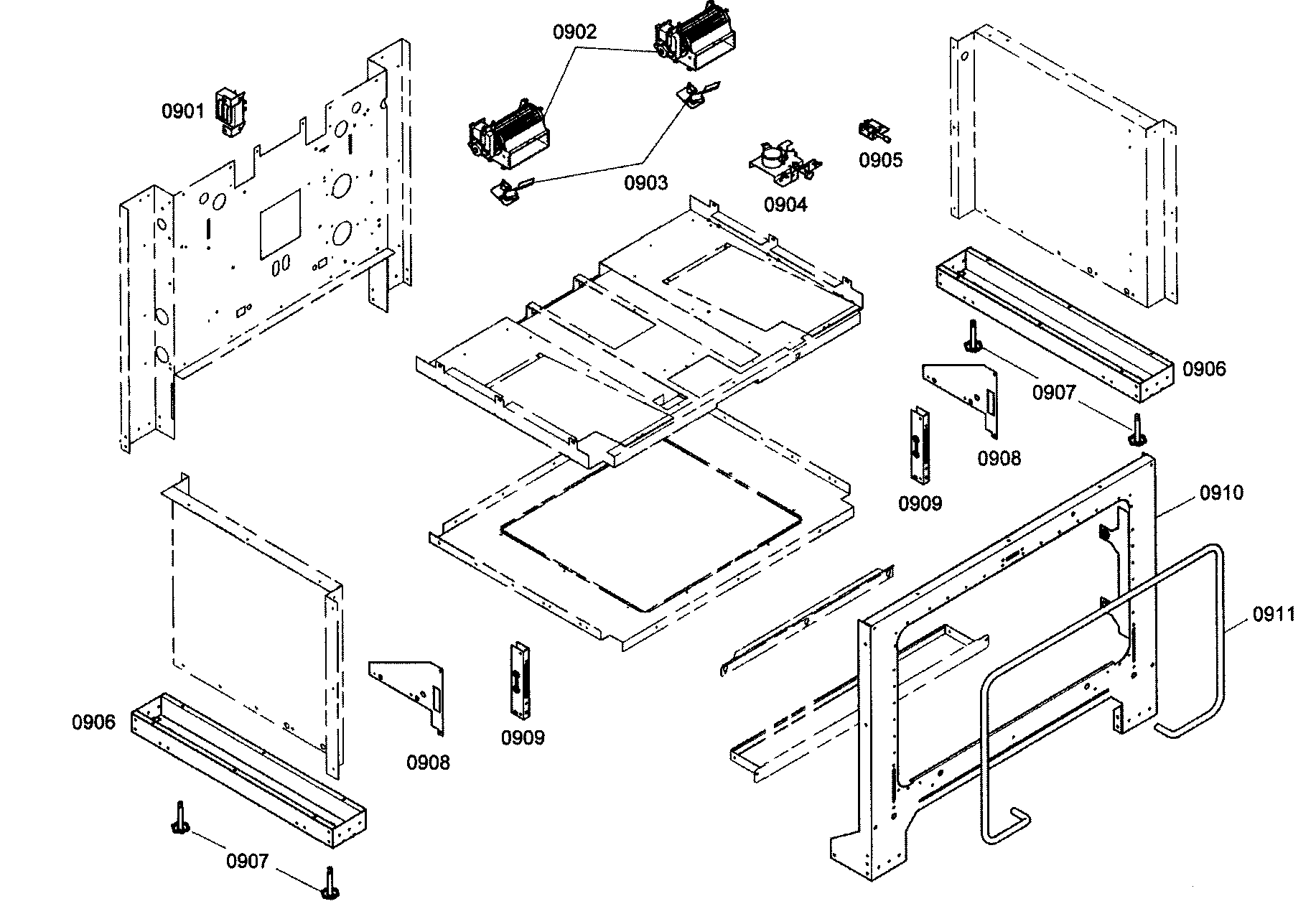 Thermador PRL364EDG05 inside parts diagram