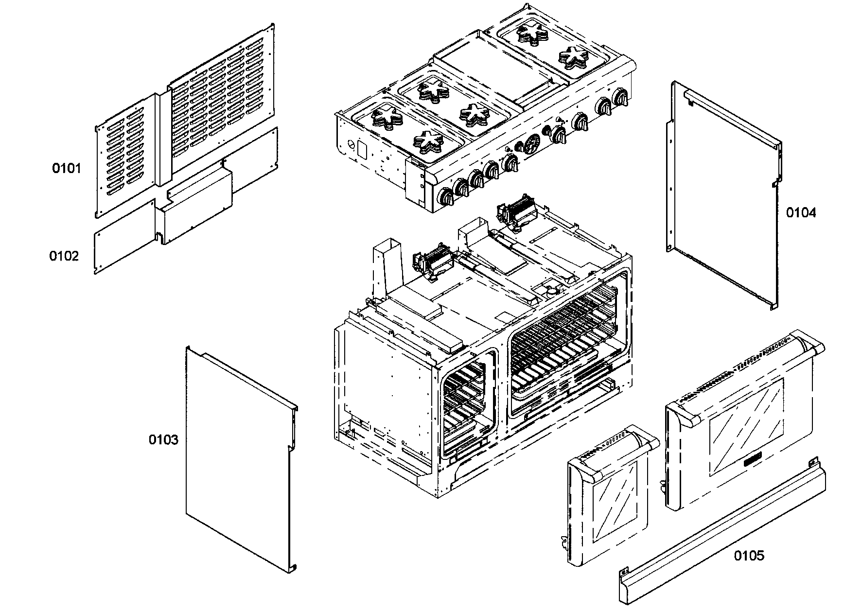 Thermador PRG486EDG02 outside parts diagram