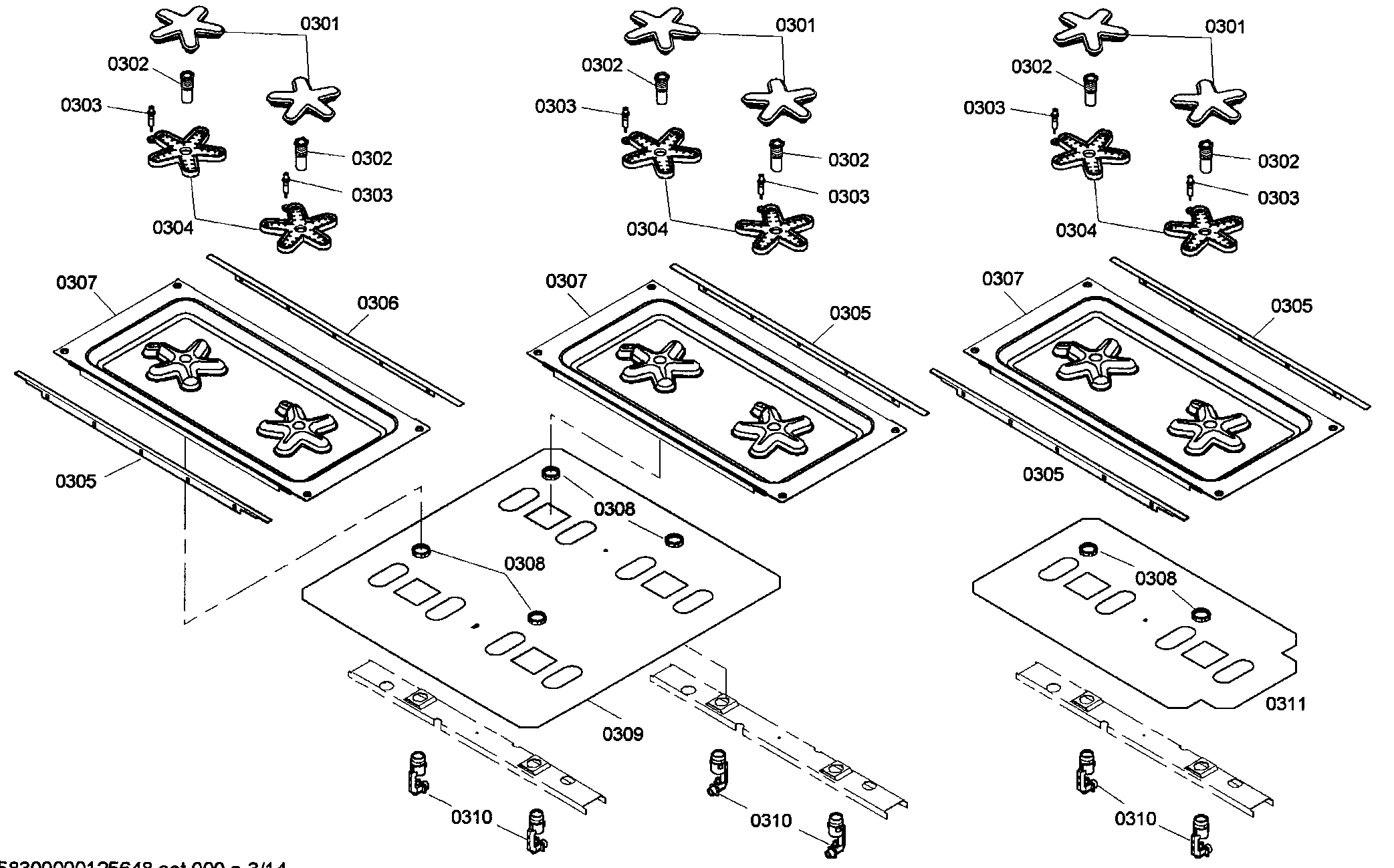 Thermador PRG486EDG02 burner assy diagram