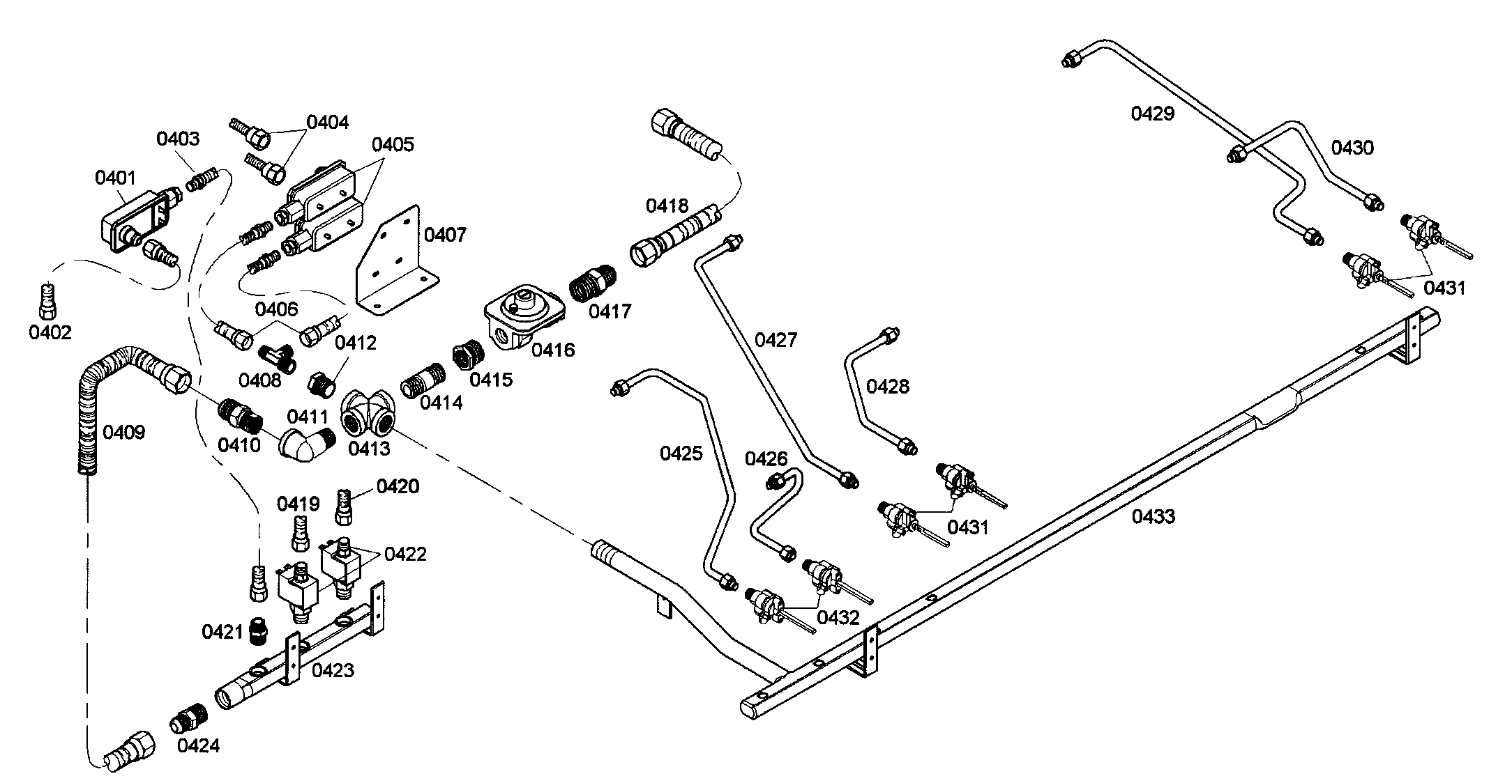 Thermador PRL486EDG03 gas supply diagram