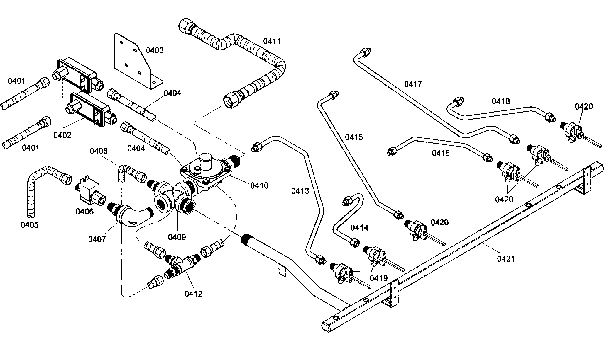 Thermador PRG366EG01 gas supply diagram