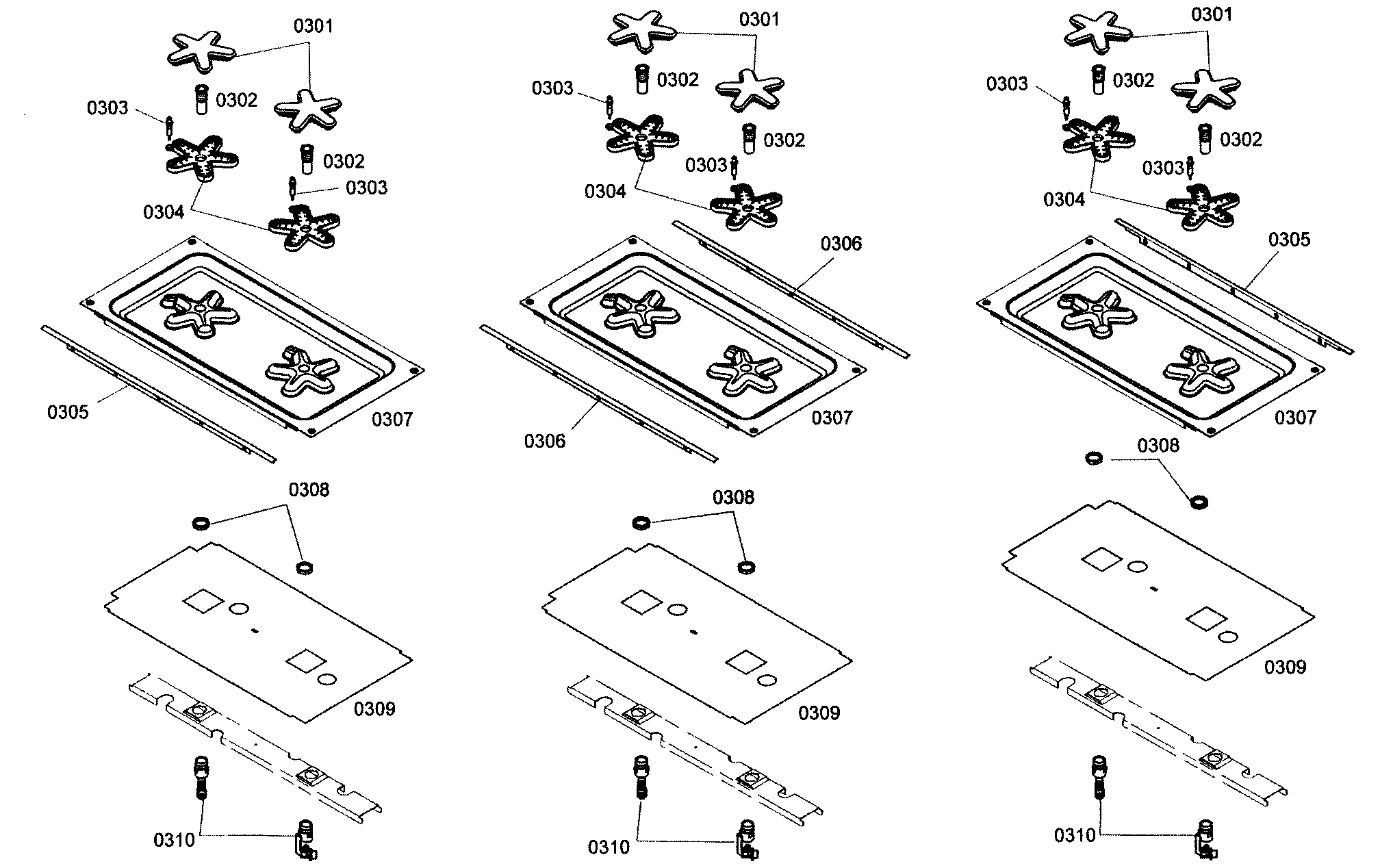 Thermador PRL366EG02 burner assy diagram