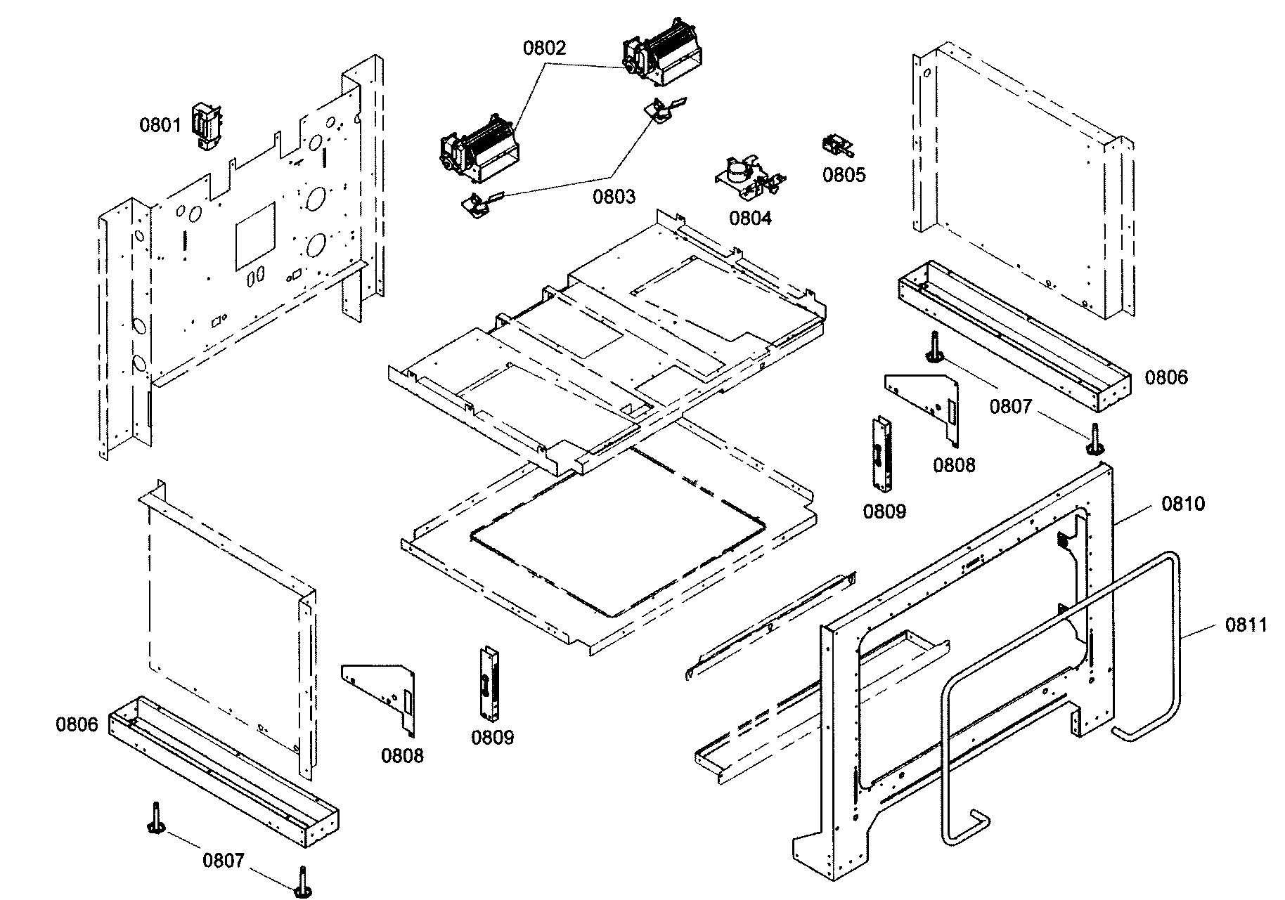 Thermador PRL366EG02 inside parts diagram