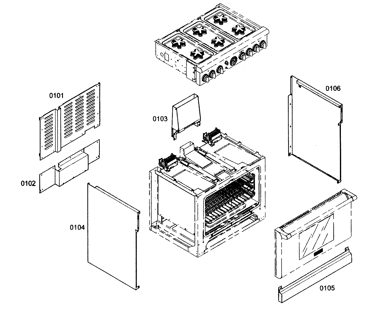 Thermador PRL366EG03 outside parts diagram