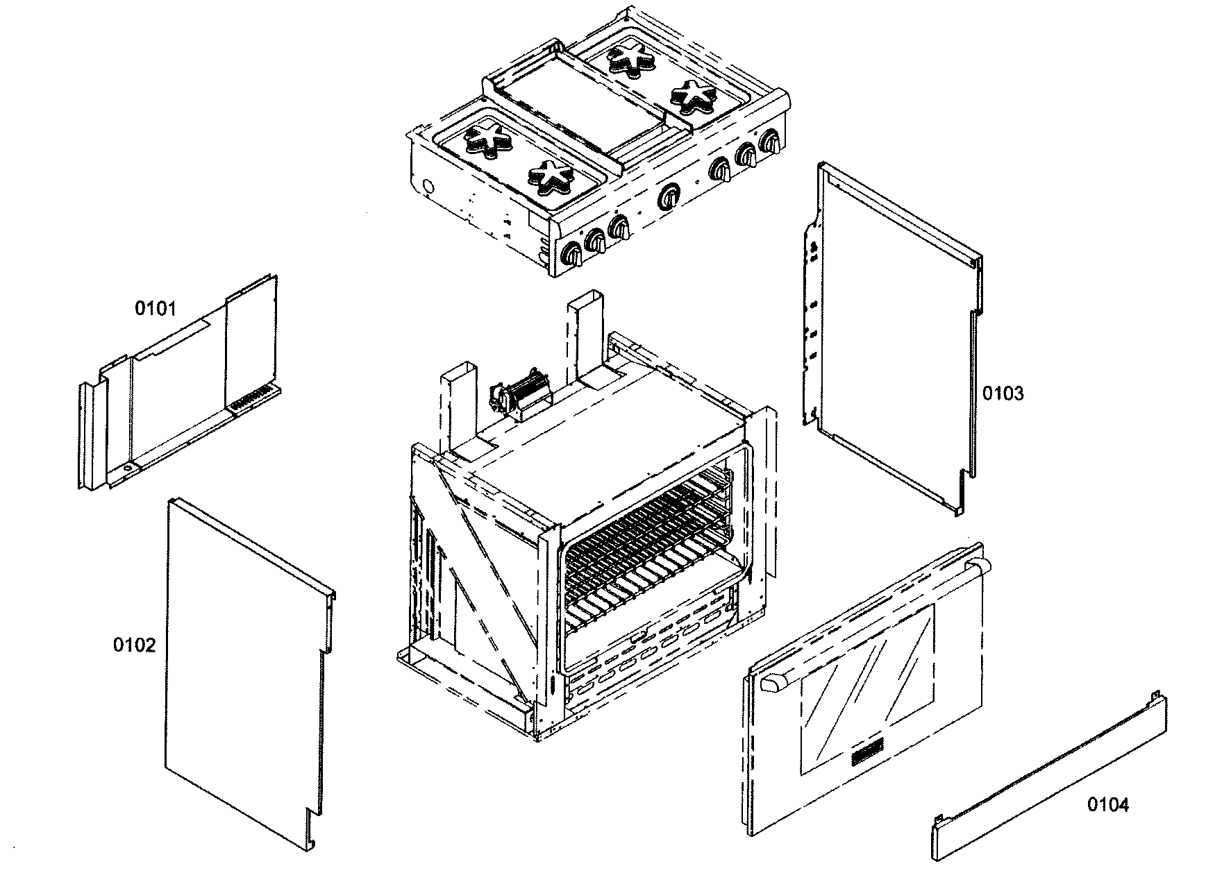 Thermador PRL364EDH02 outside parts diagram