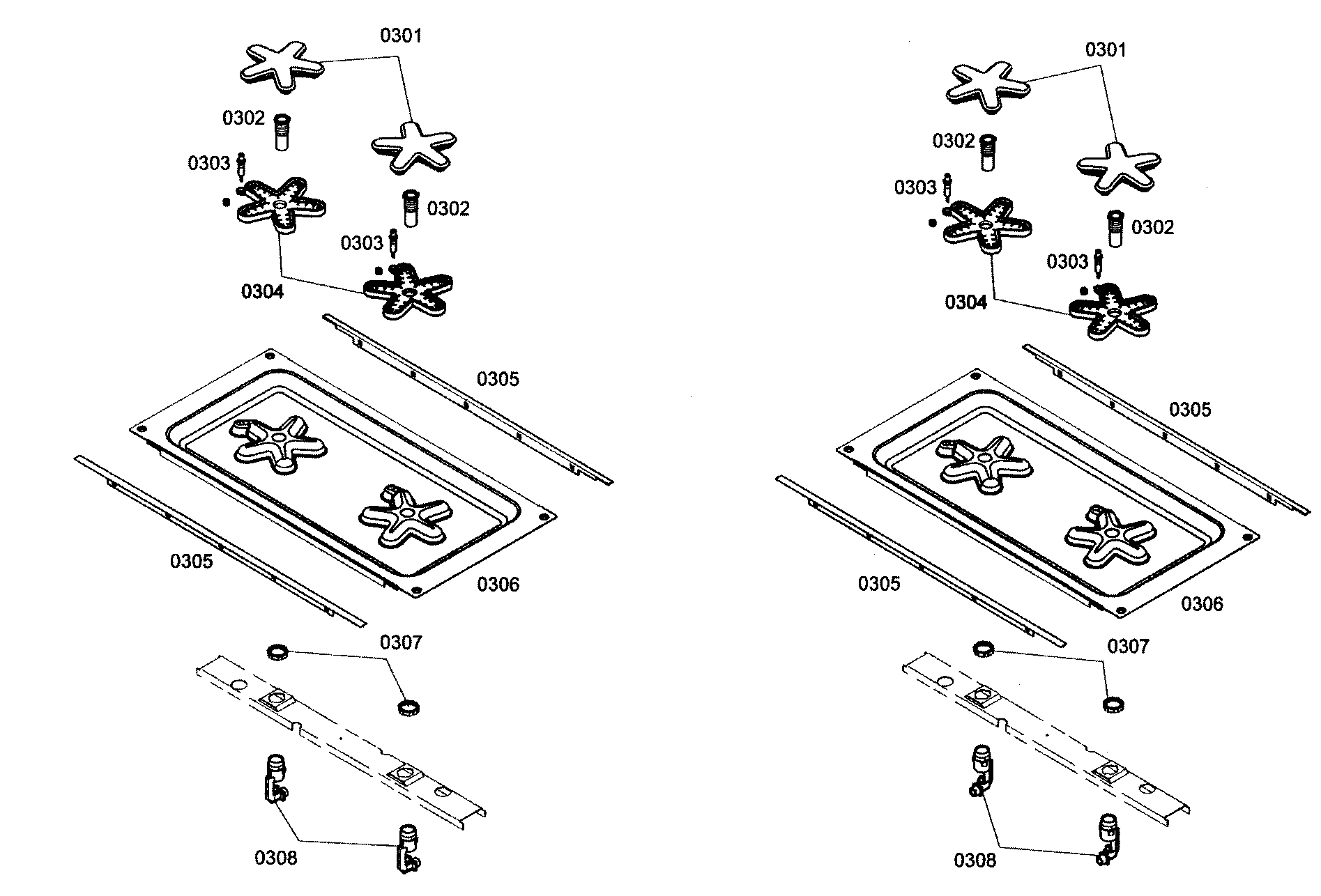 Thermador PRL364EDH02 burner assy diagram