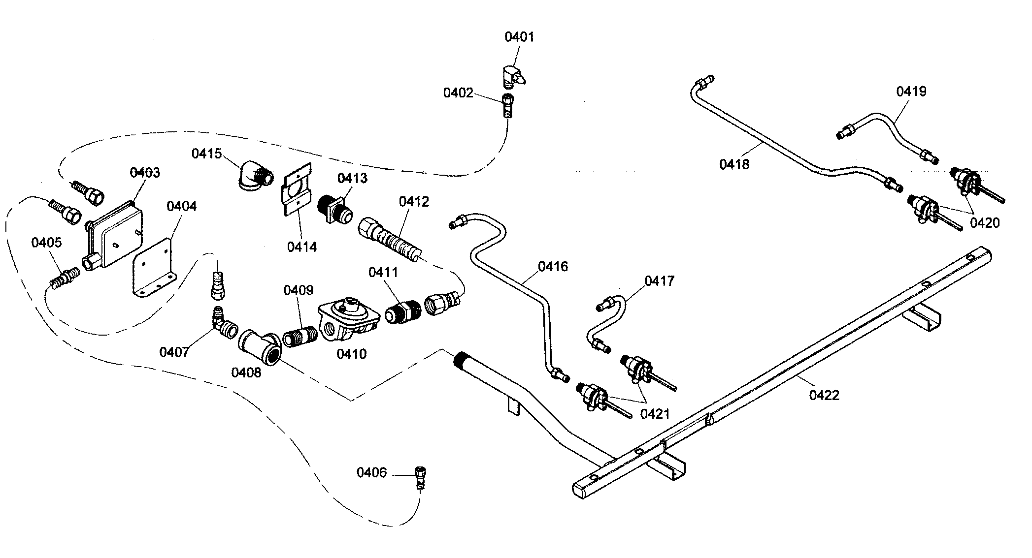 Thermador PRL364EDH02 gas supply diagram