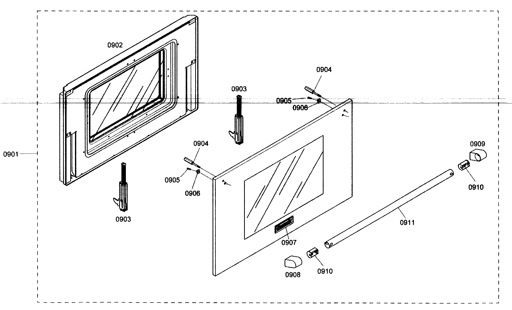 Thermador PRL364EDH02 door assy diagram