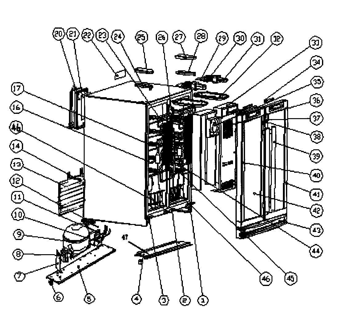 Franklin Chef HDBC36ID cabinet parts diagram