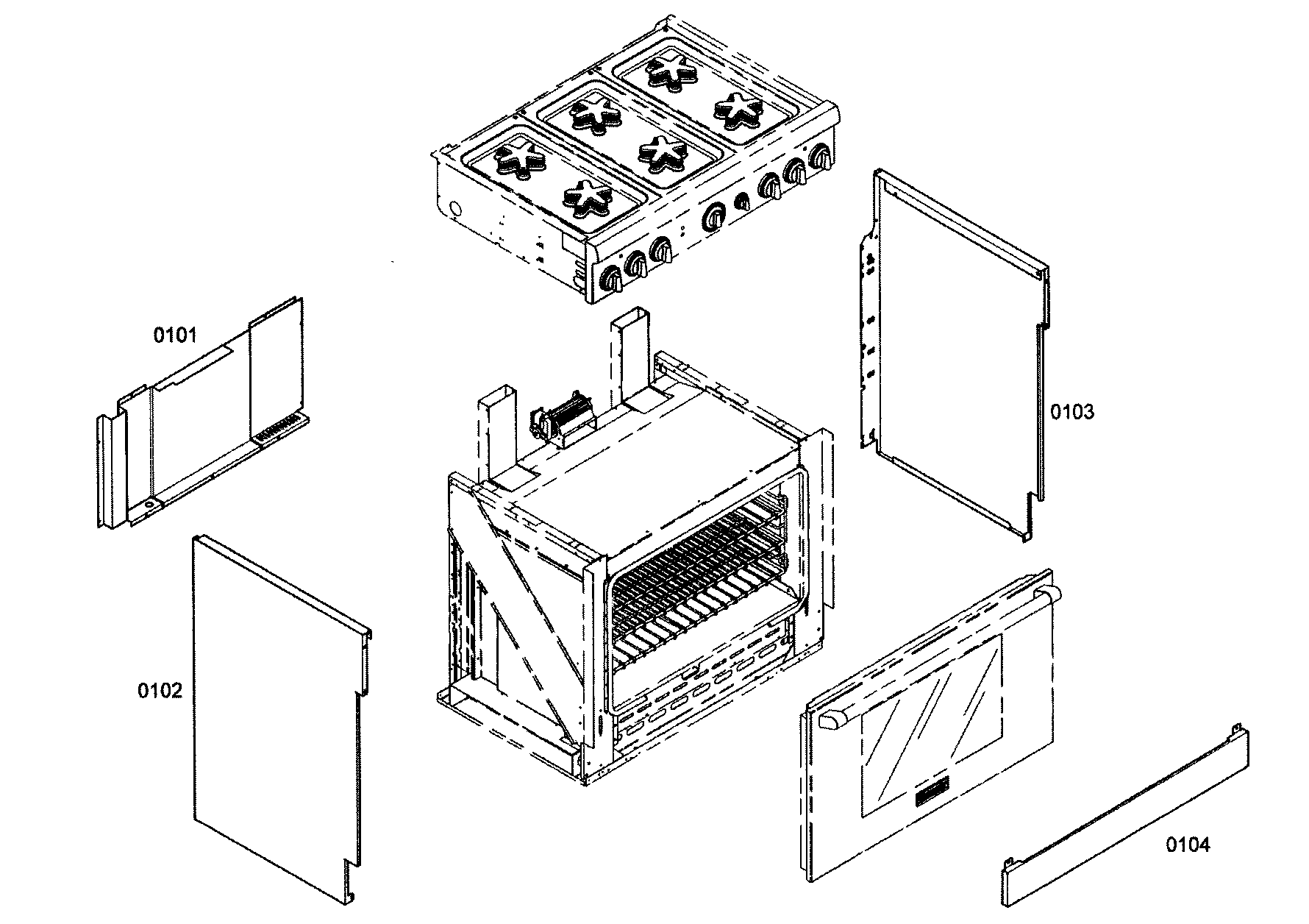 Thermador PRG366EH01 cabinet parts diagram