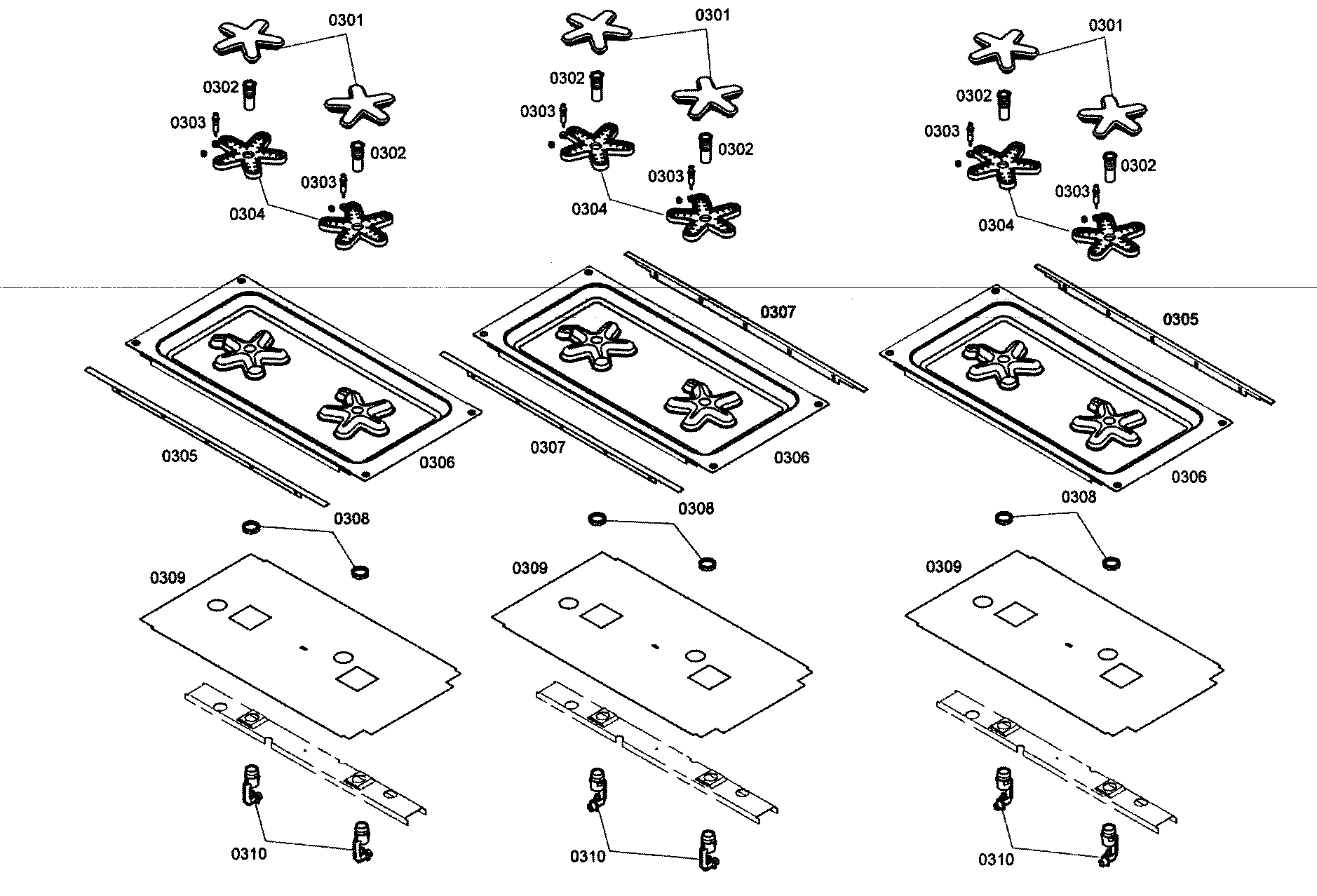 Thermador PRG366EH01 burner assy diagram