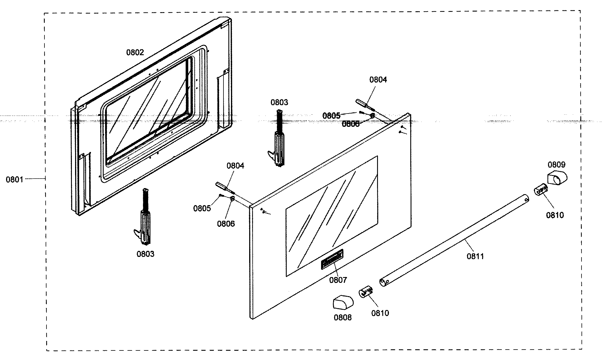 Thermador PRG366EH01 oven door diagram