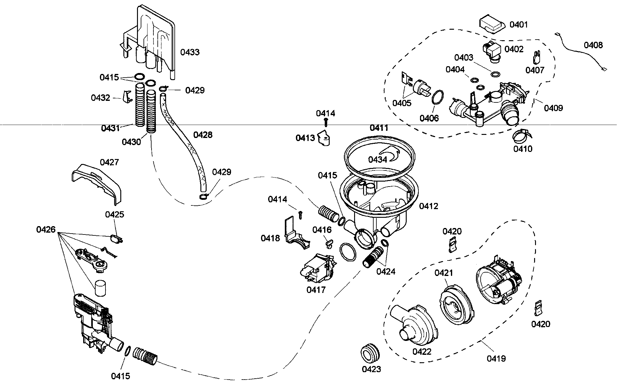 Bosch SHE45M02UC/48 pump assy diagram