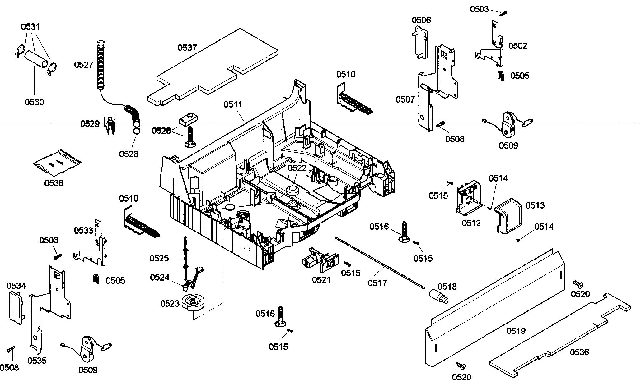 Bosch SHE45M02UC/48 base assy diagram