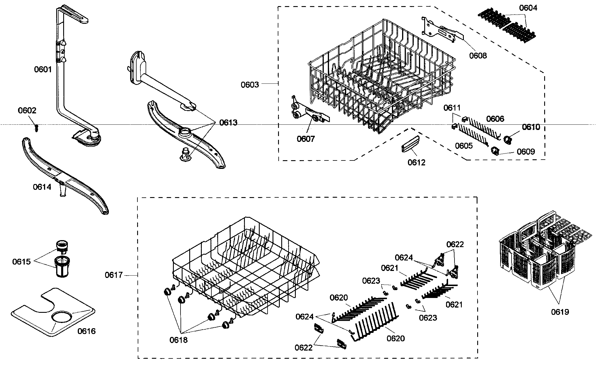 Bosch SHE45M02UC/48 racks diagram