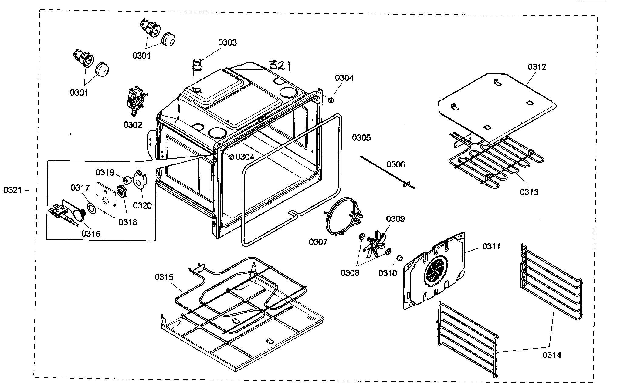 Bosch HBN5420UC/01 oven assy diagram