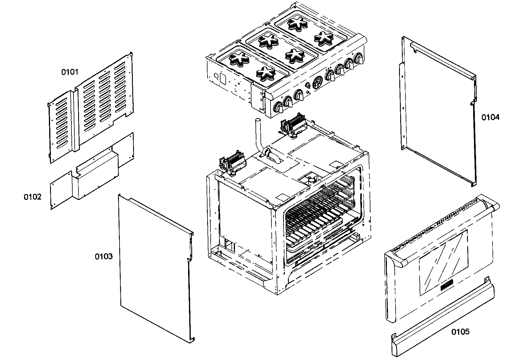 Thermador PRD366EG03 outside parts diagram