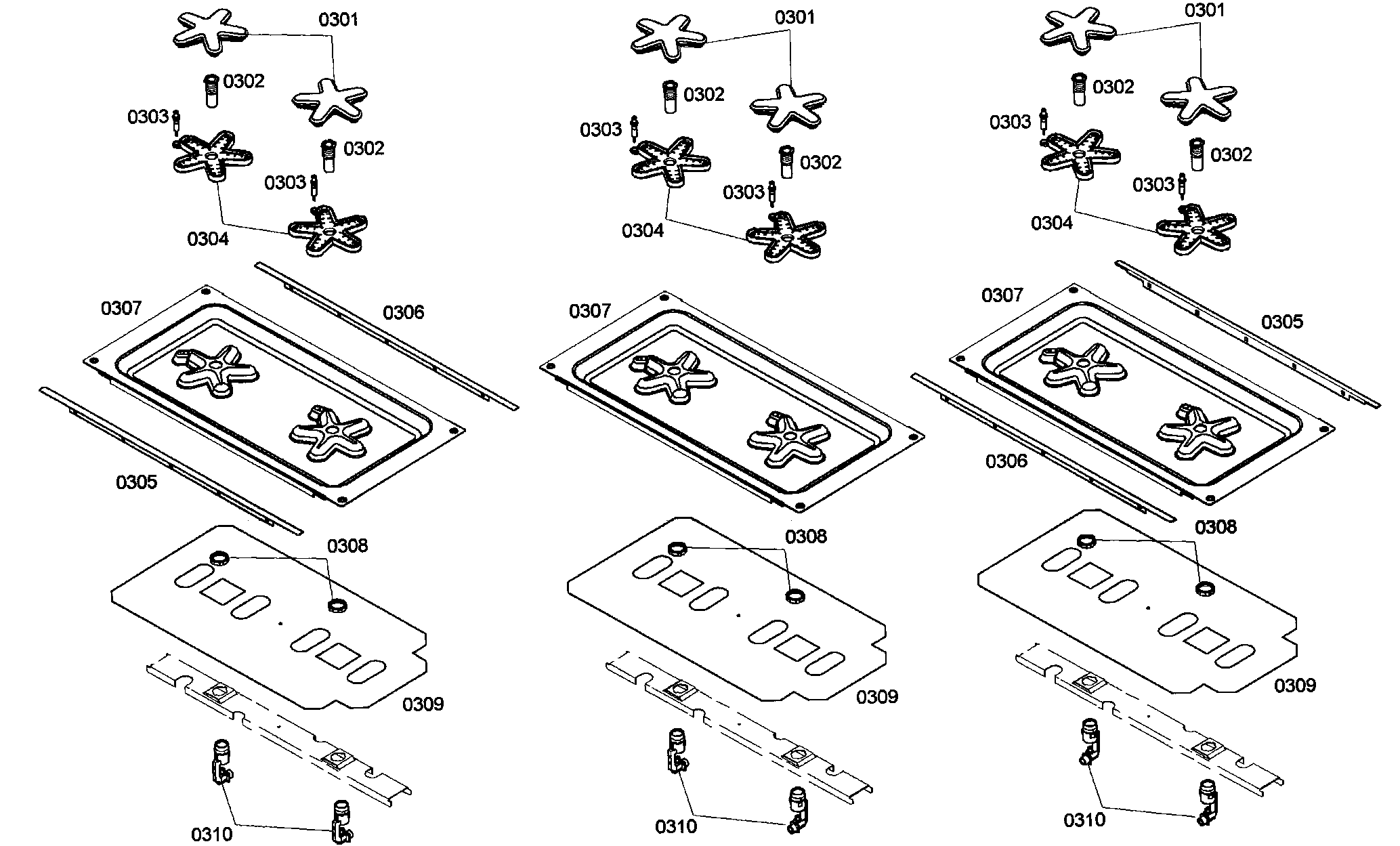 Thermador PRD366EG03 burners diagram