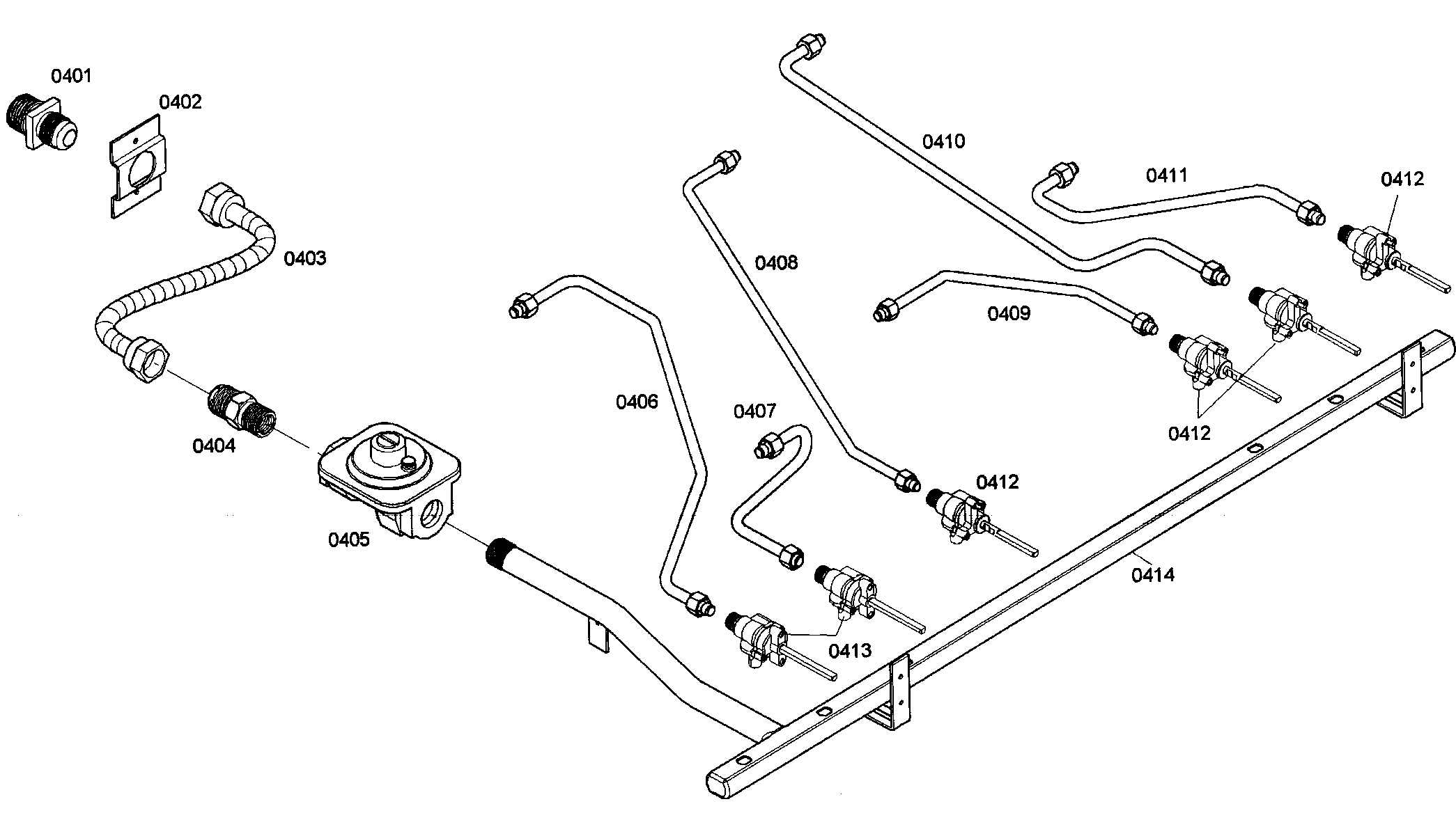 Thermador PRD366EG03 gas supply diagram