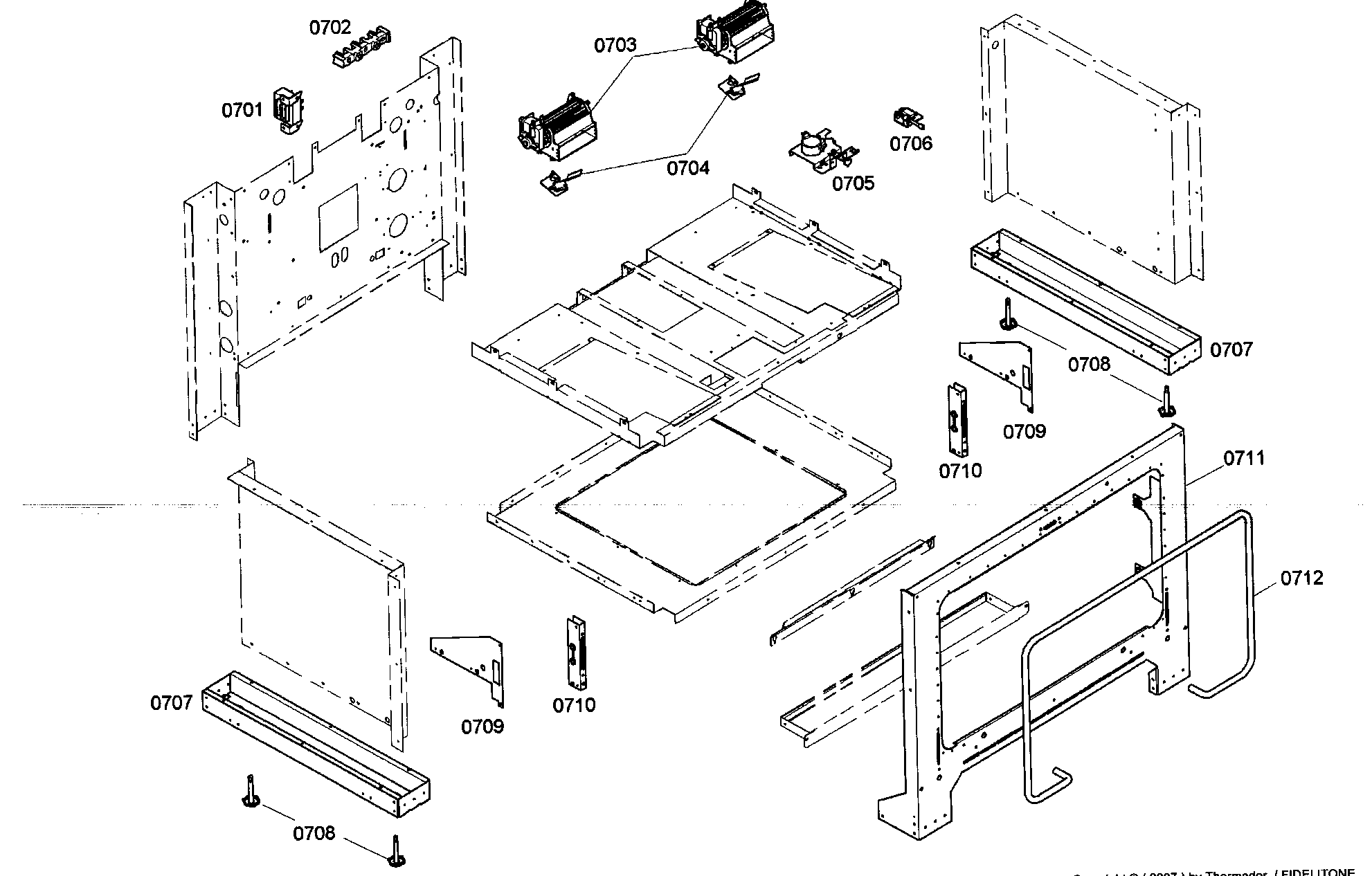 Thermador PRD366EG03 mounting assy diagram