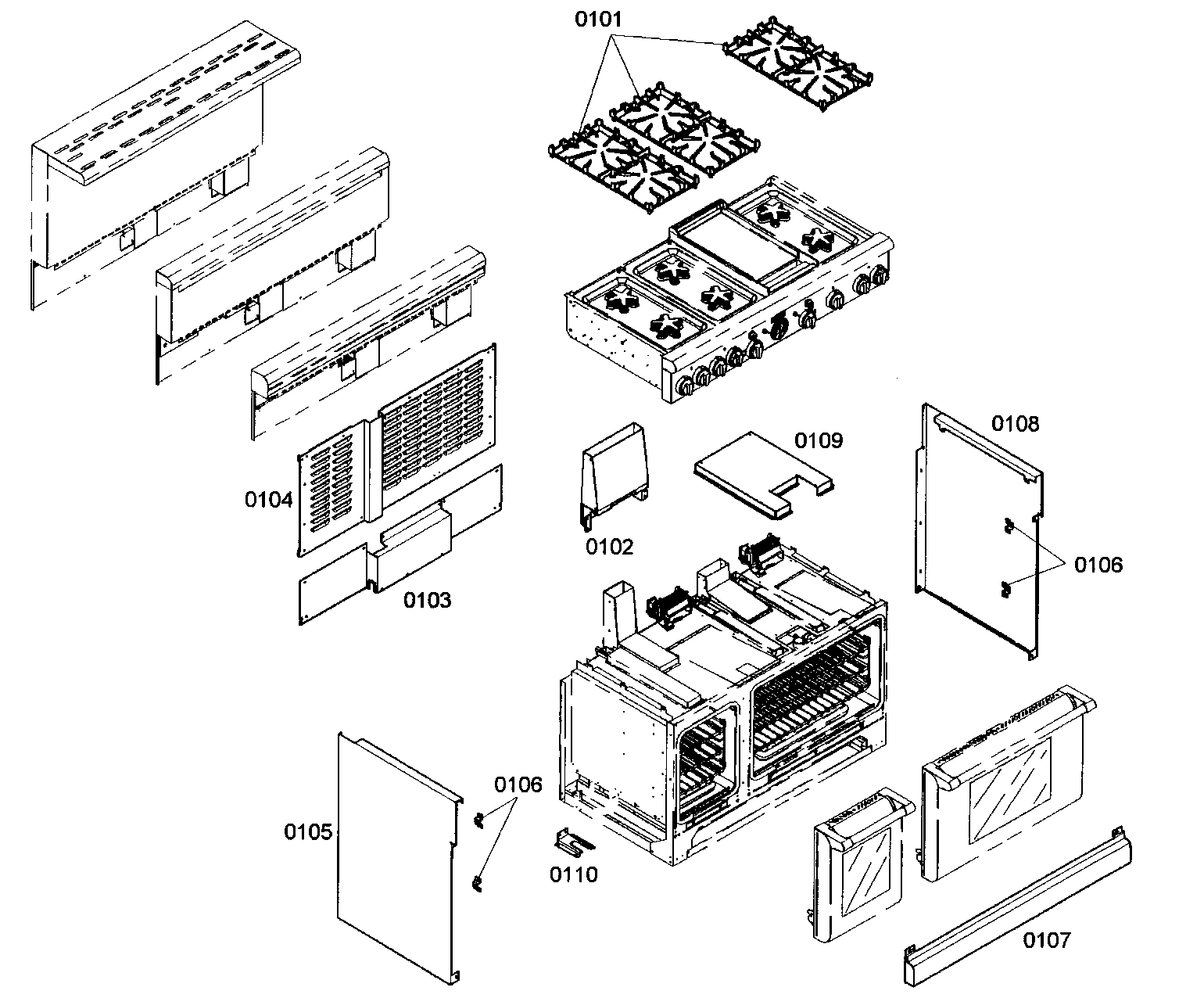 Thermador PRG486EDG01 outside parts diagram