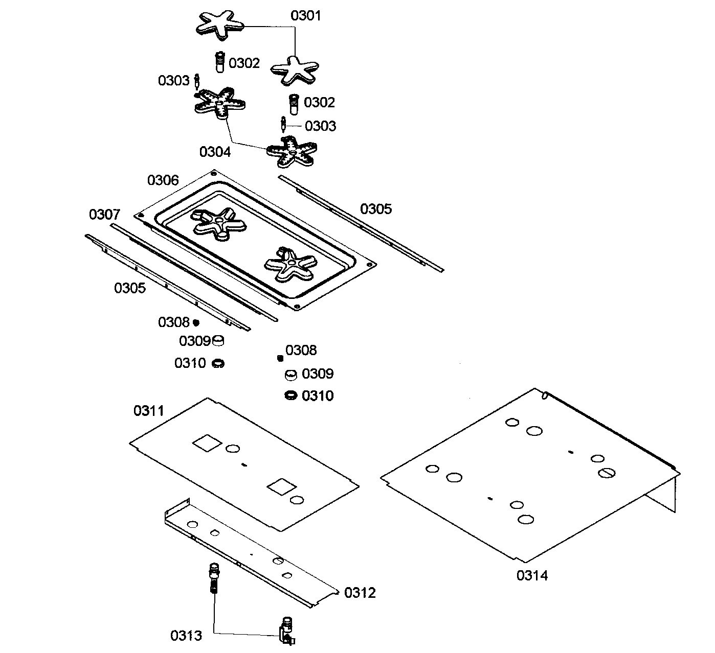 Thermador PRG486EDG01 burner diagram