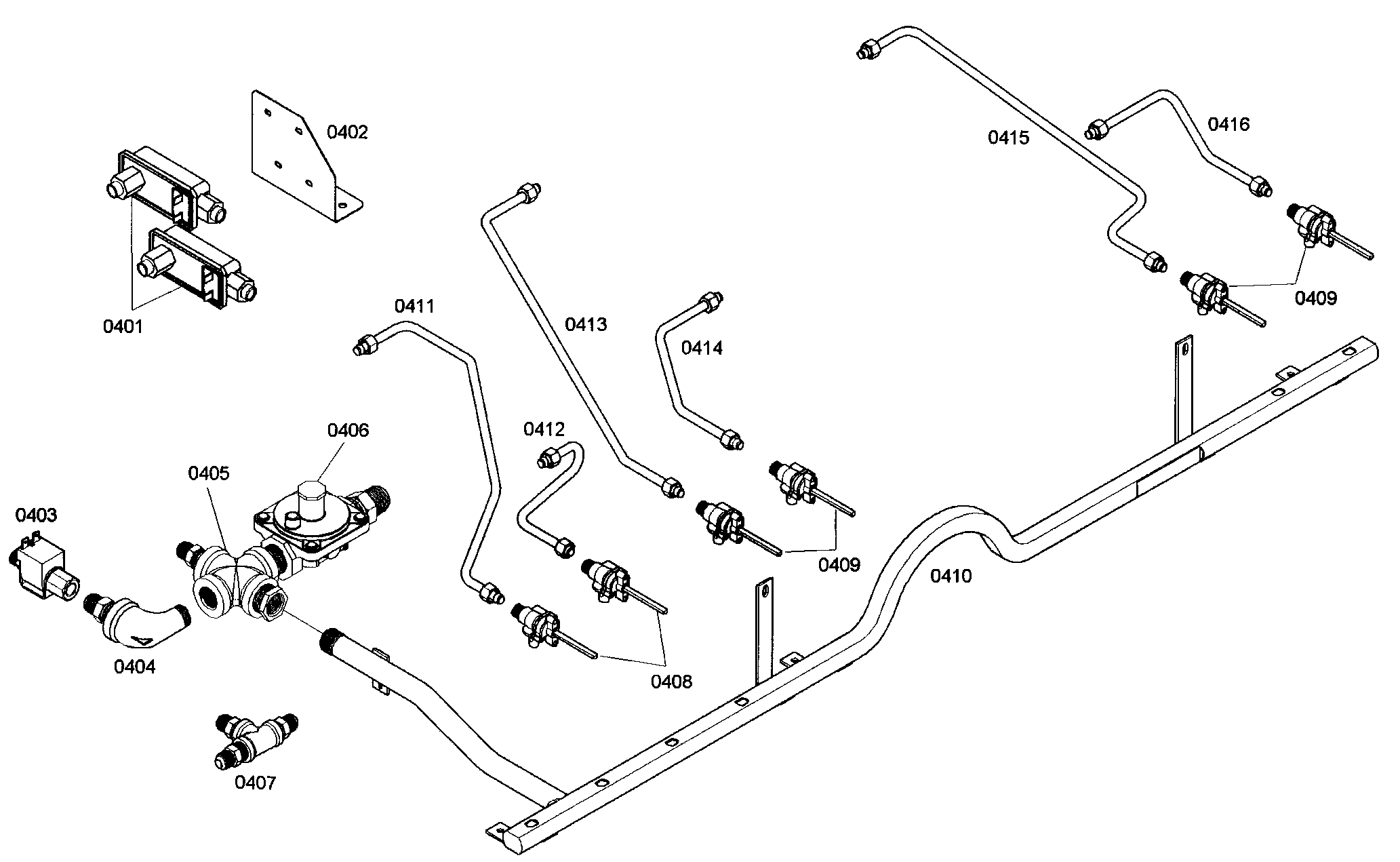 Thermador PRG486EDG01 gas supply diagram