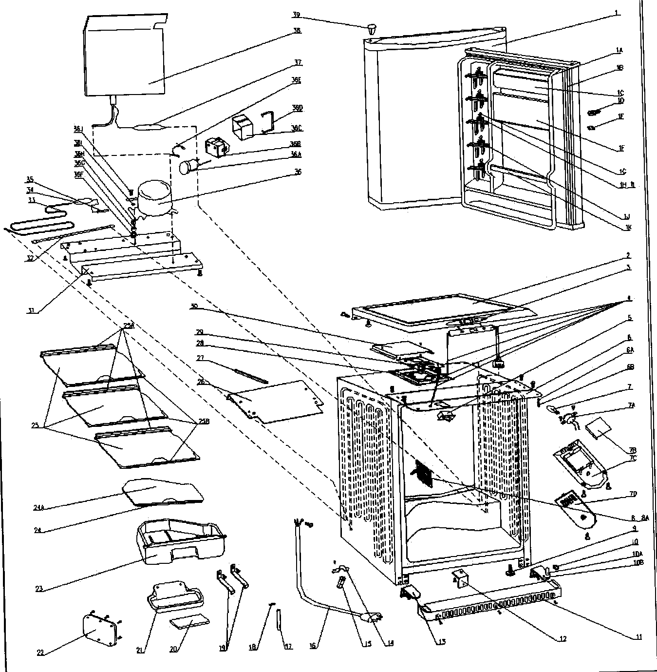Danby DAR604W cabinet parts diagram