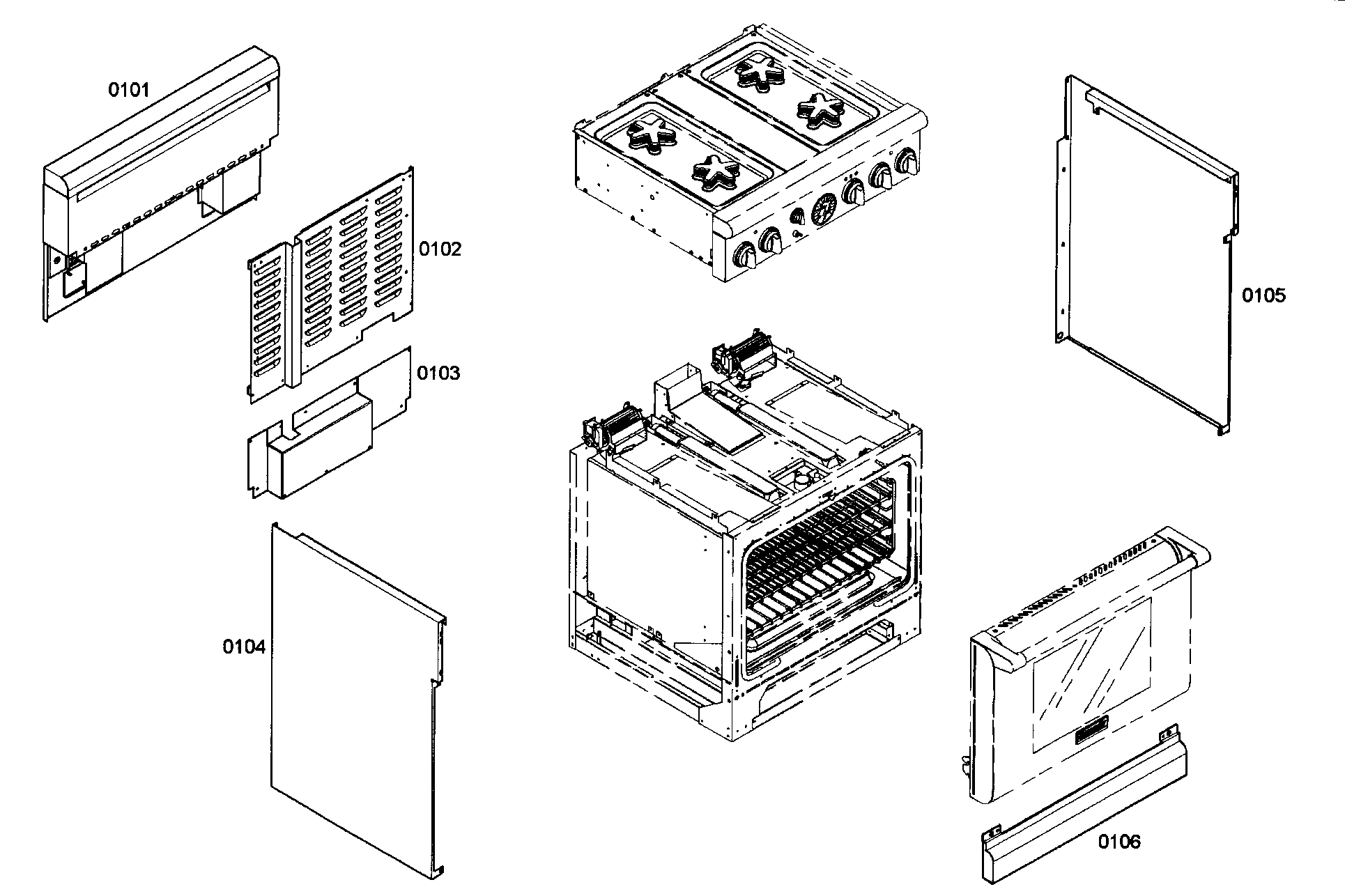 Thermador PRL304EG04 outside parts diagram