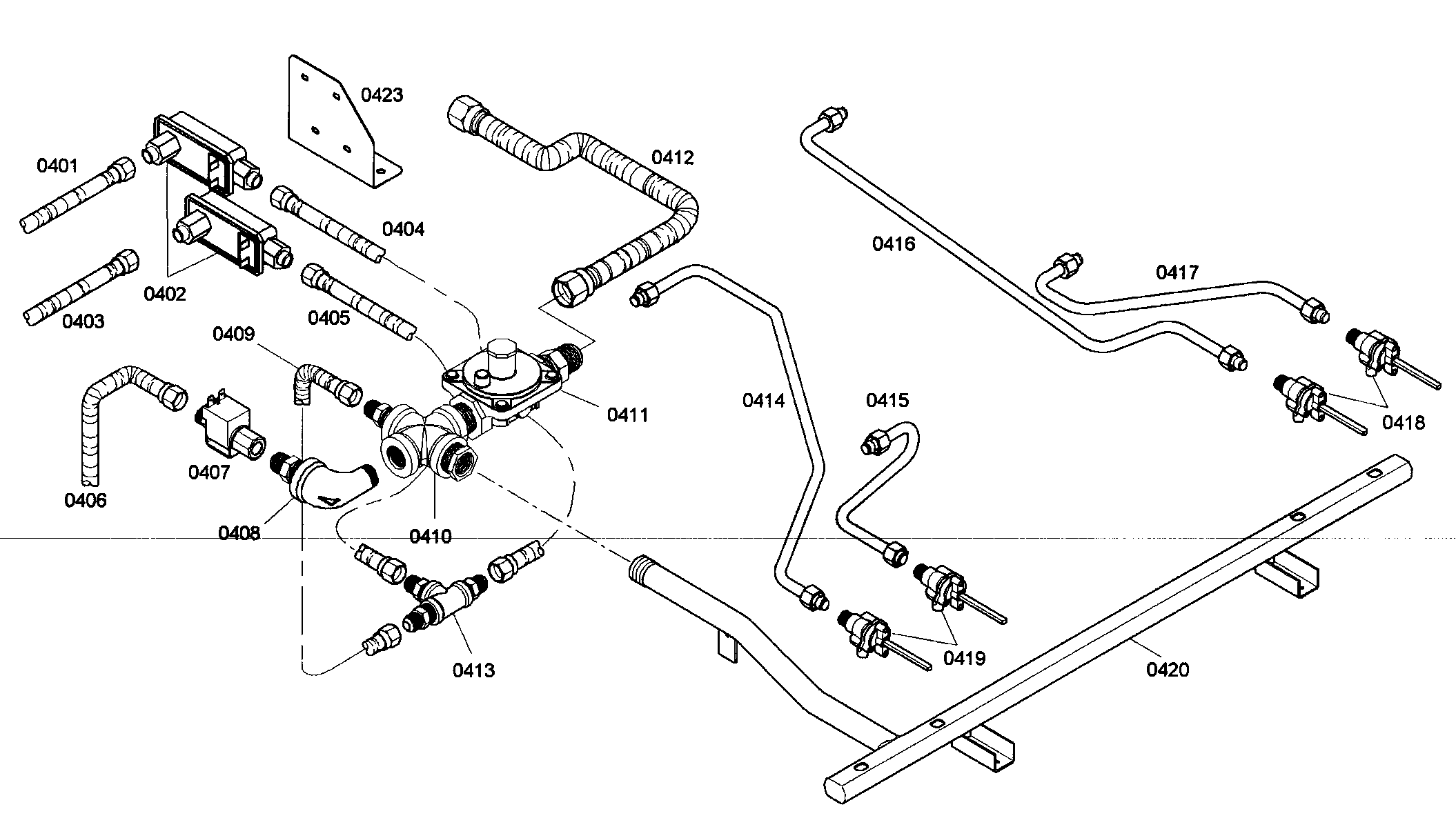 Thermador PRL304EG04 gas supply diagram