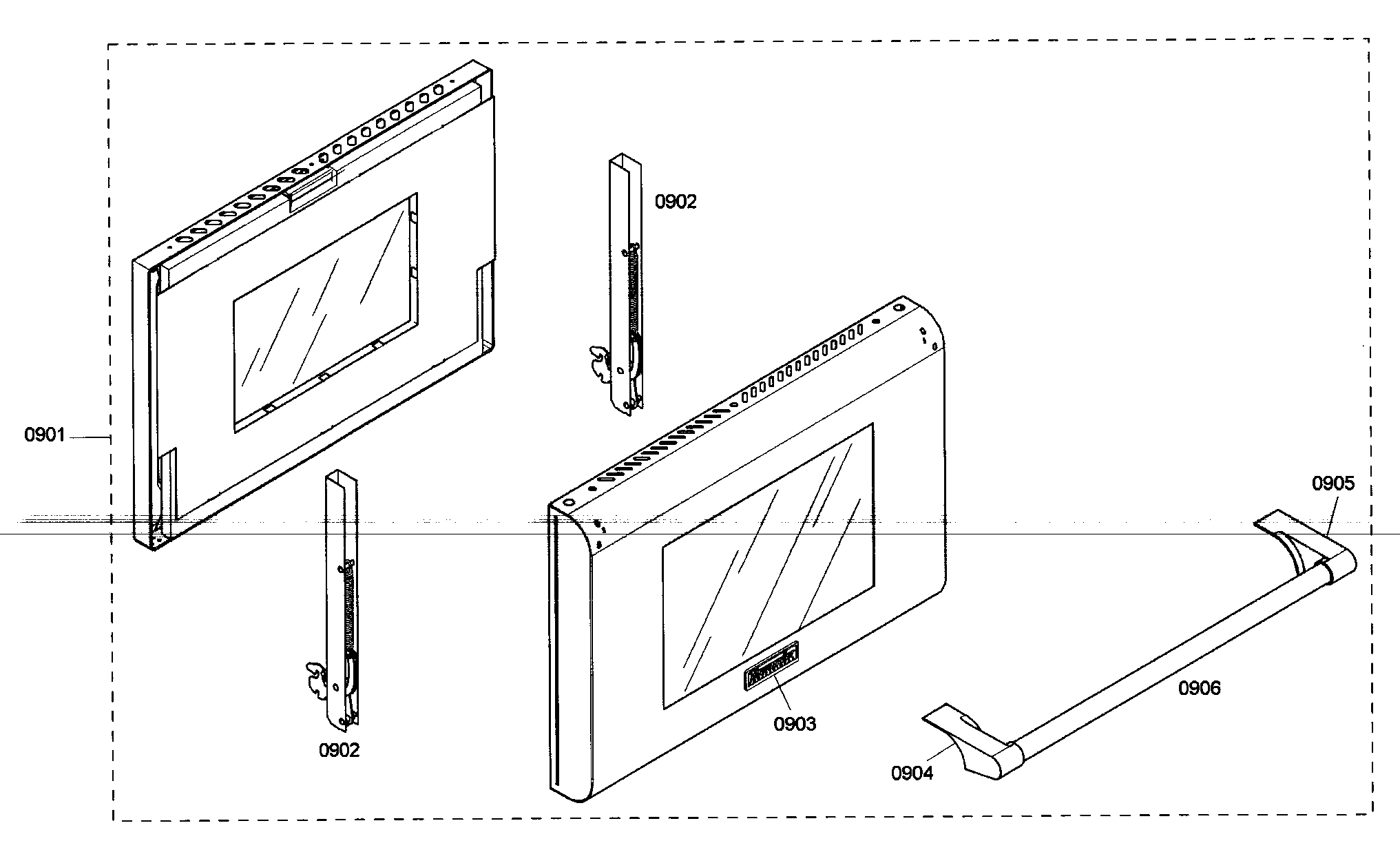 Thermador PRL304EG04 oven door diagram