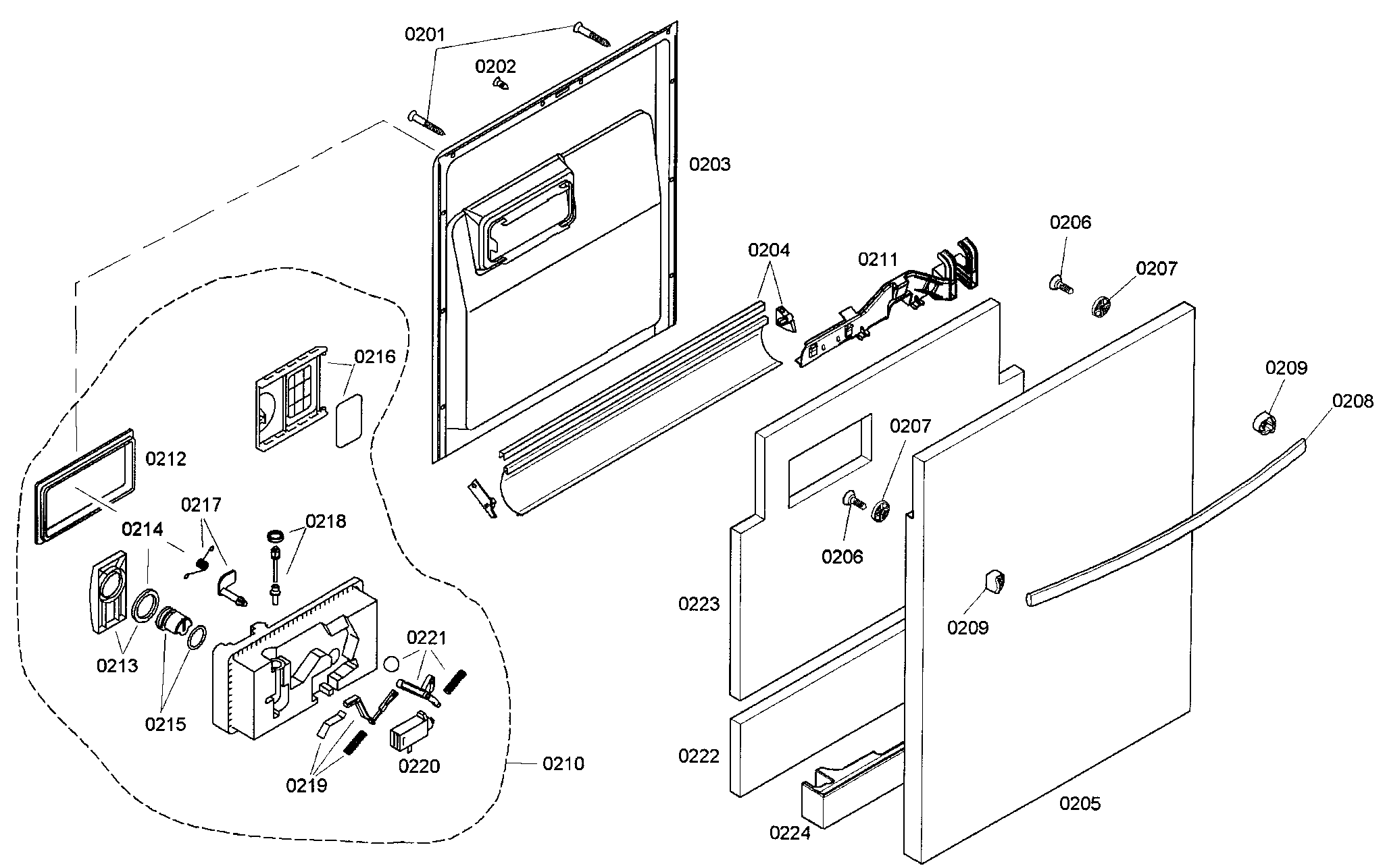 Bosch SHX33M05UC/46 door parts diagram