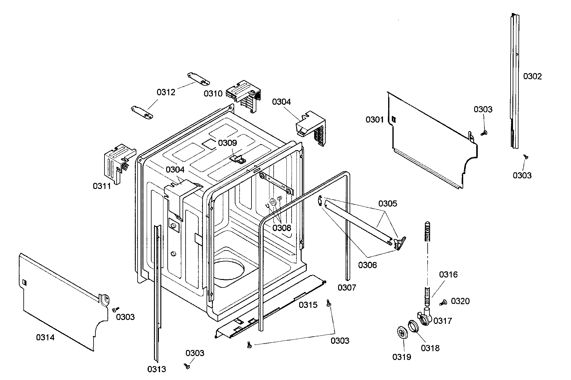 Bosch SHX33M05UC/46 cabinet parts diagram