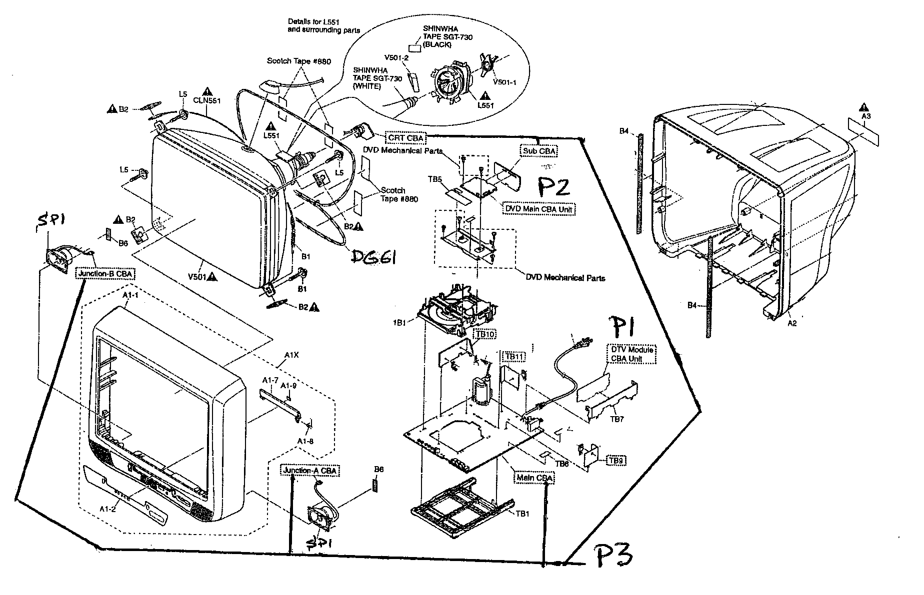 Sylvania CD202SL8 cabinet parts diagram