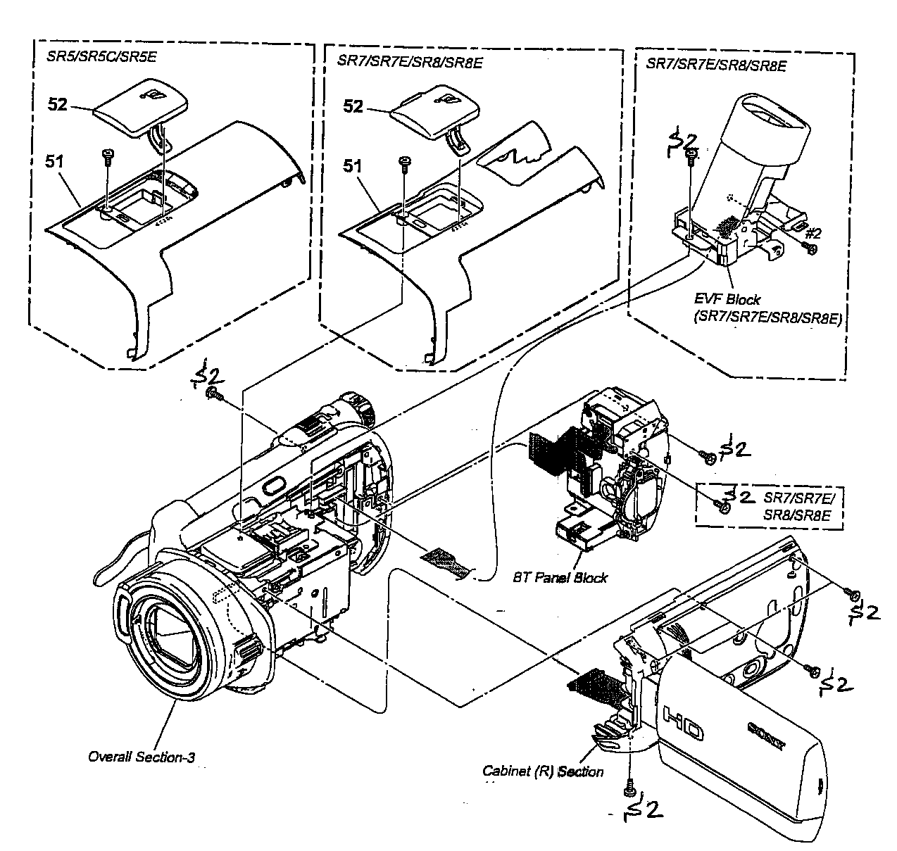 Sony HDR-SR8 cabinet parts 2 diagram