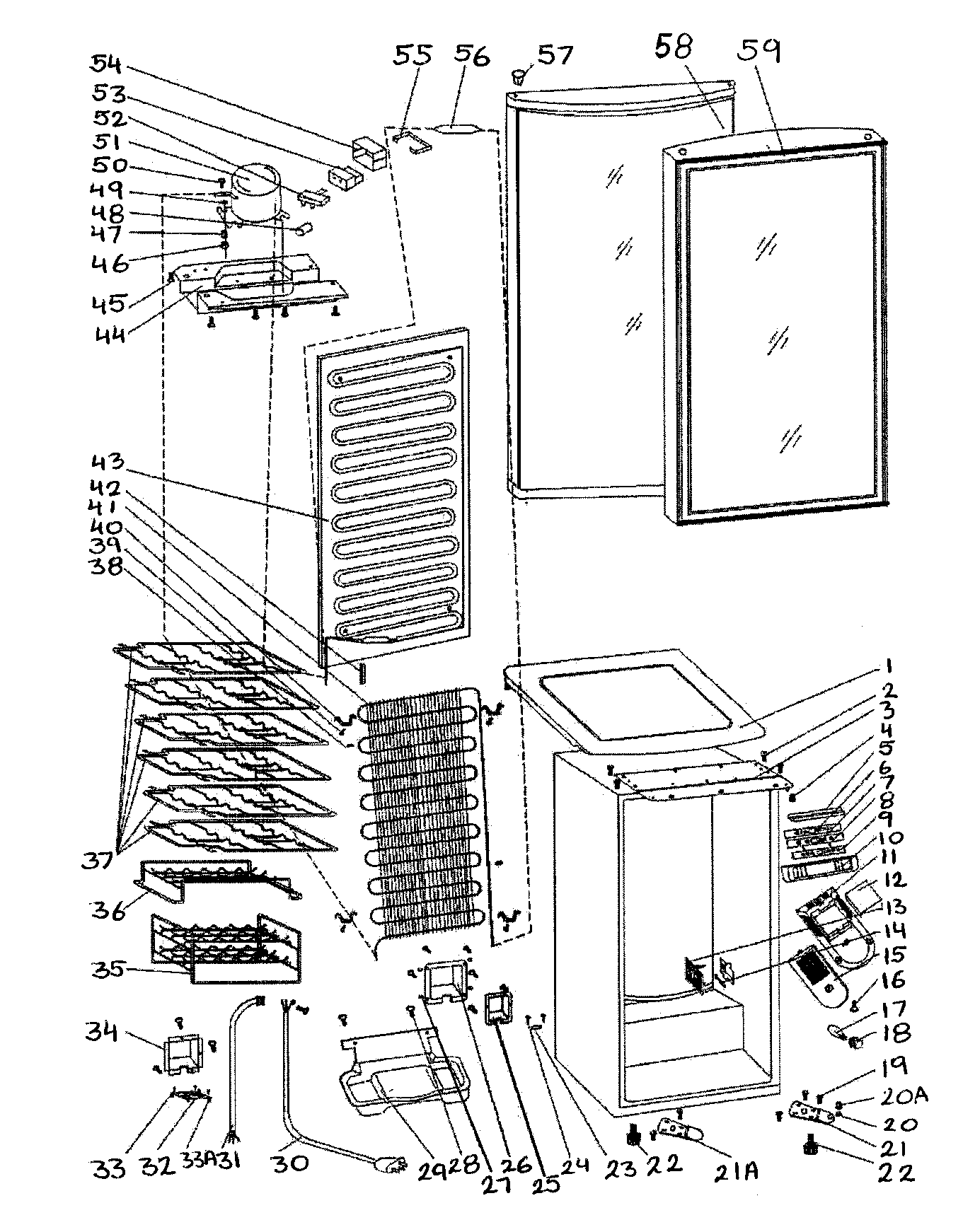 Danby DWC612BLP cabinet parts diagram