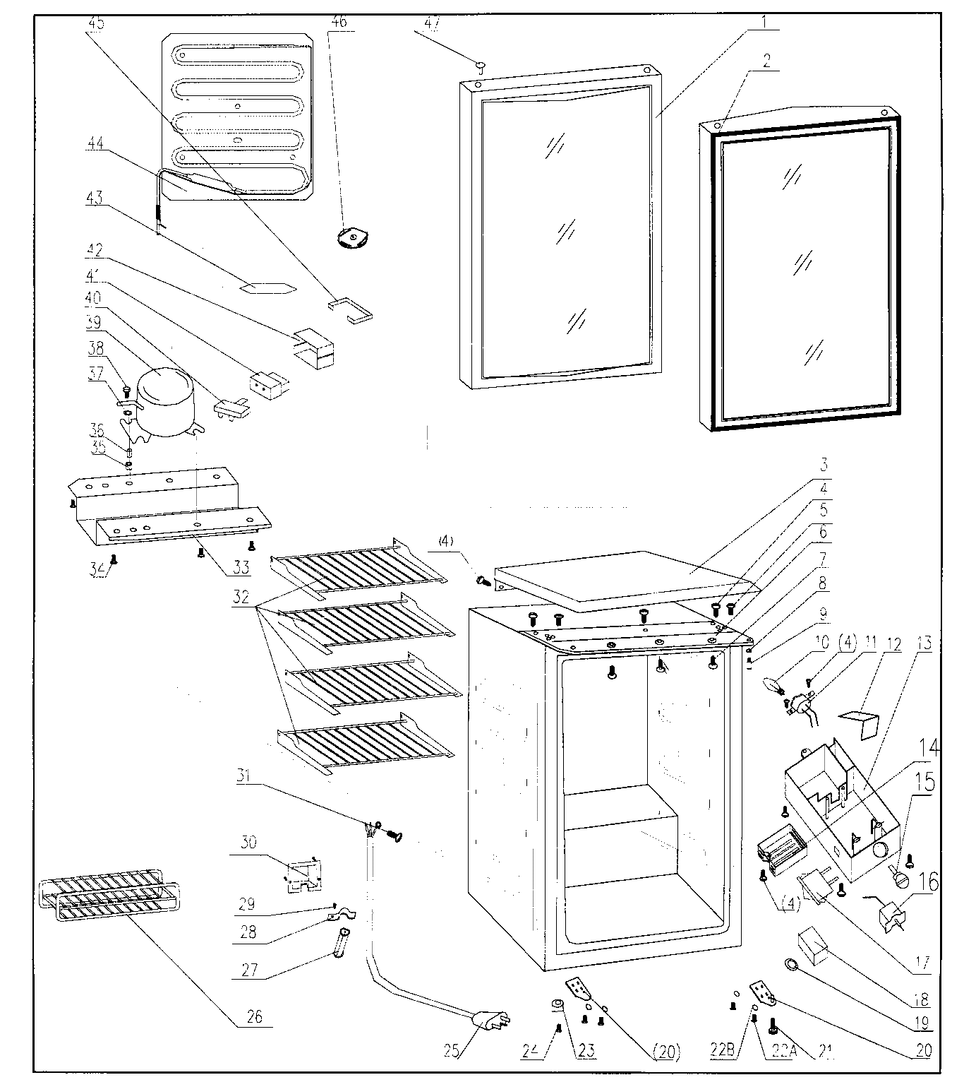 Danby DWC441W cabinet parts diagram