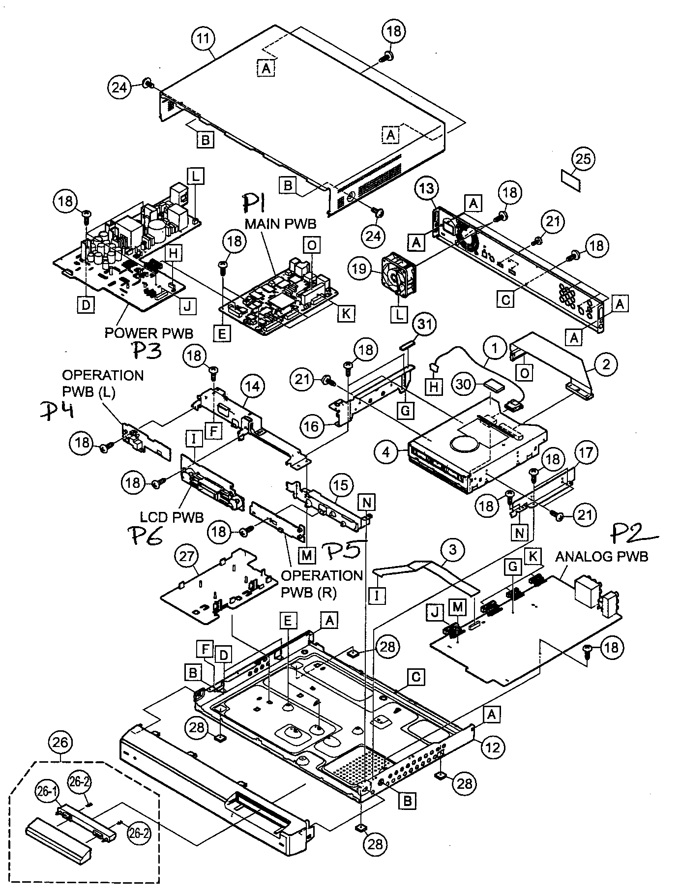 Sharp BD-HP20U cabinet parts diagram