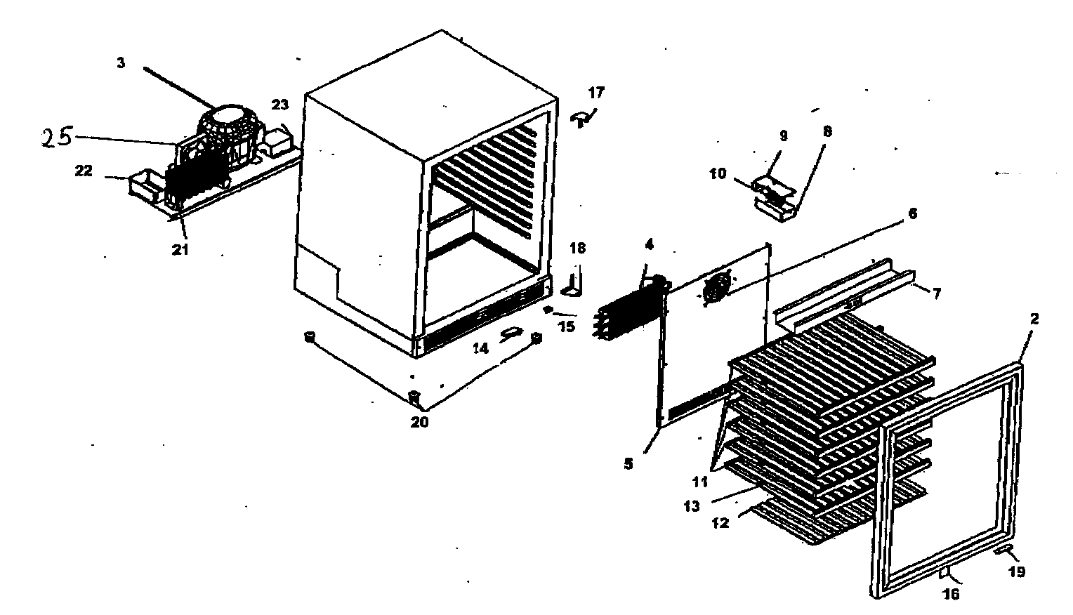 Danby DWC513BLS cabinet parts diagram