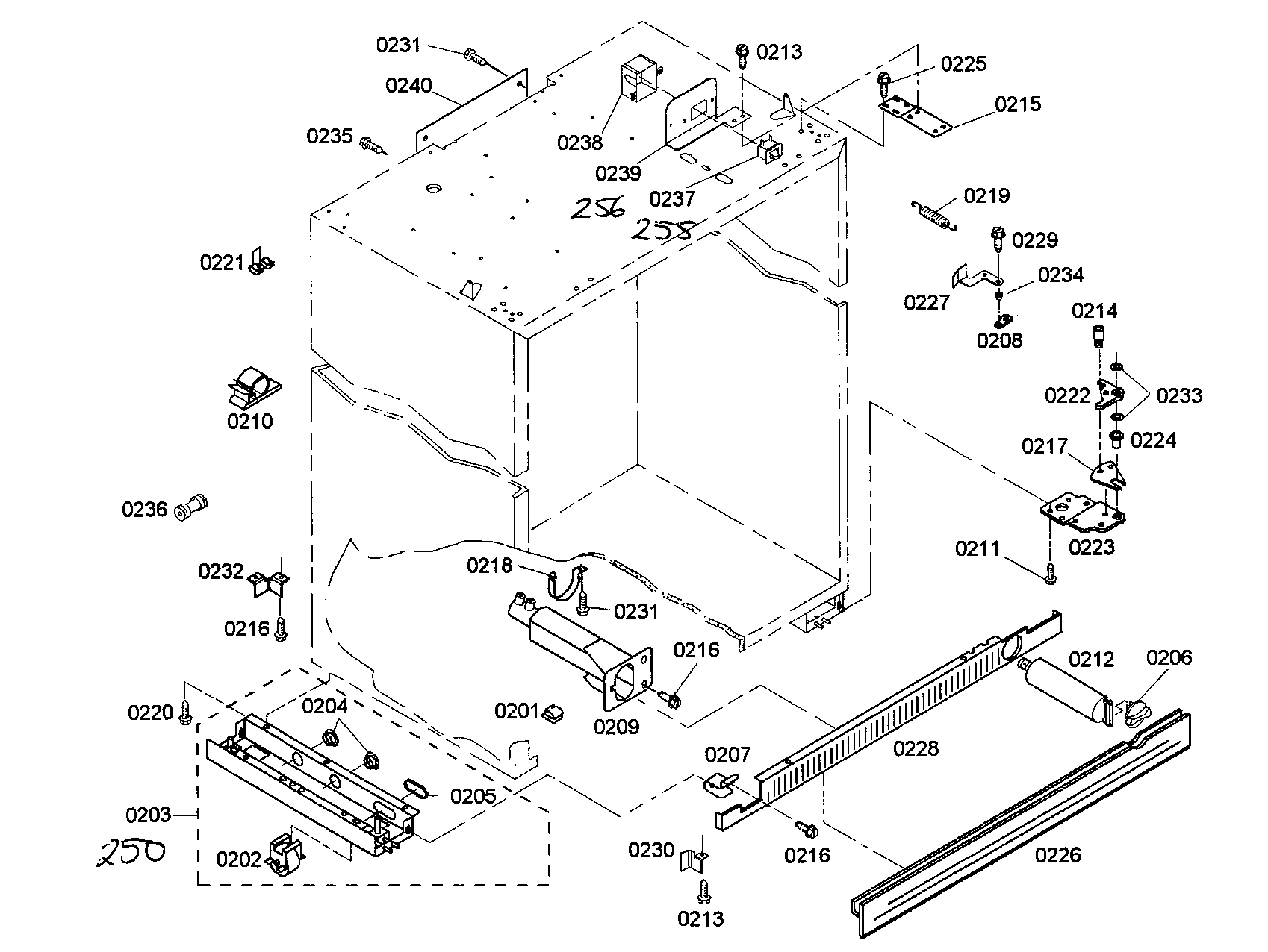 Thermador KBUIT4255E/01 cabinet parts diagram