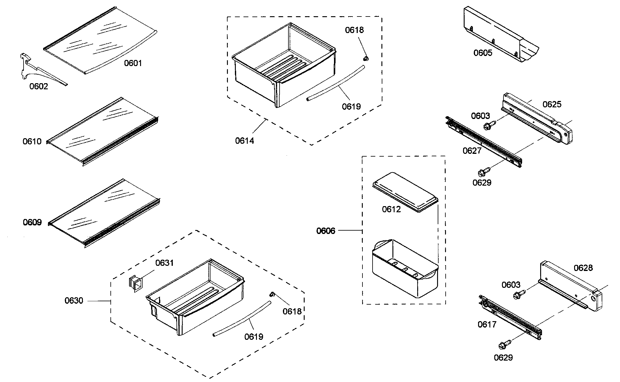 Thermador KBUIT4255E/01 shelf assy 1 diagram