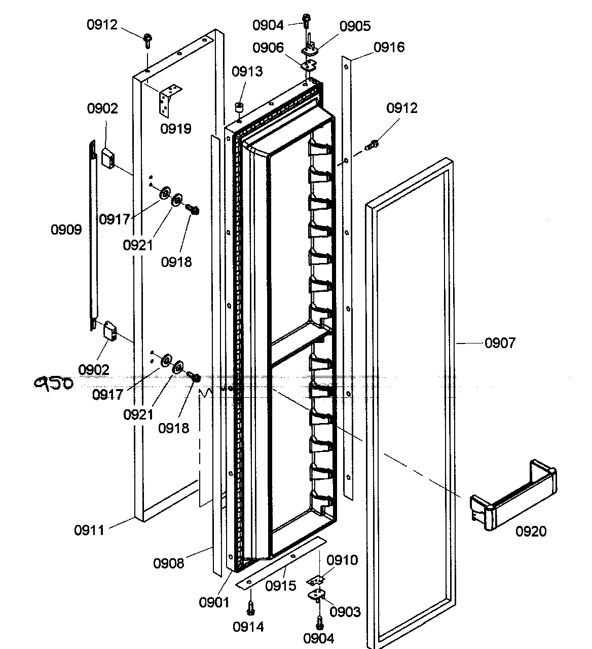 Thermador KBUIT4255E/01 freezer door diagram