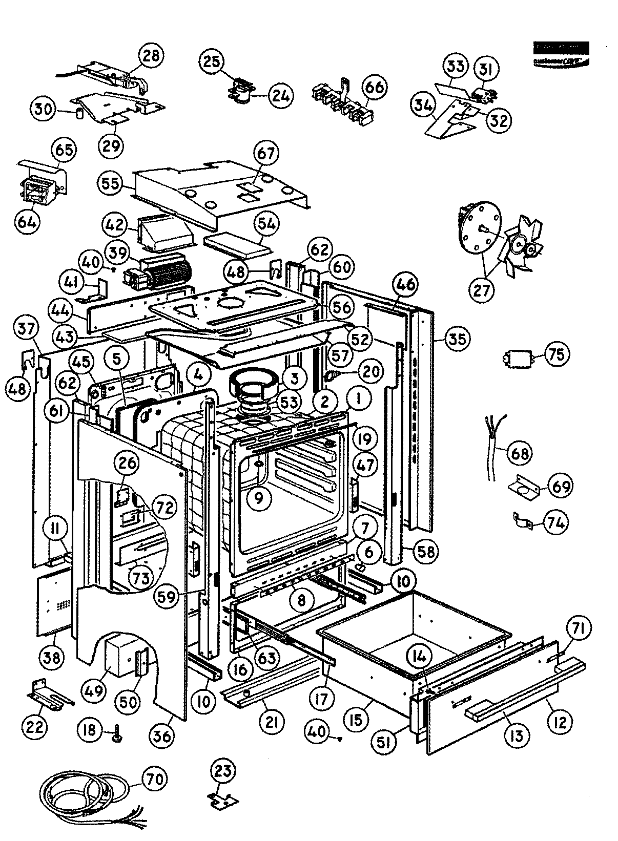 Fisher & Paykel OR24SDPWSX1-88485A chassis assy diagram