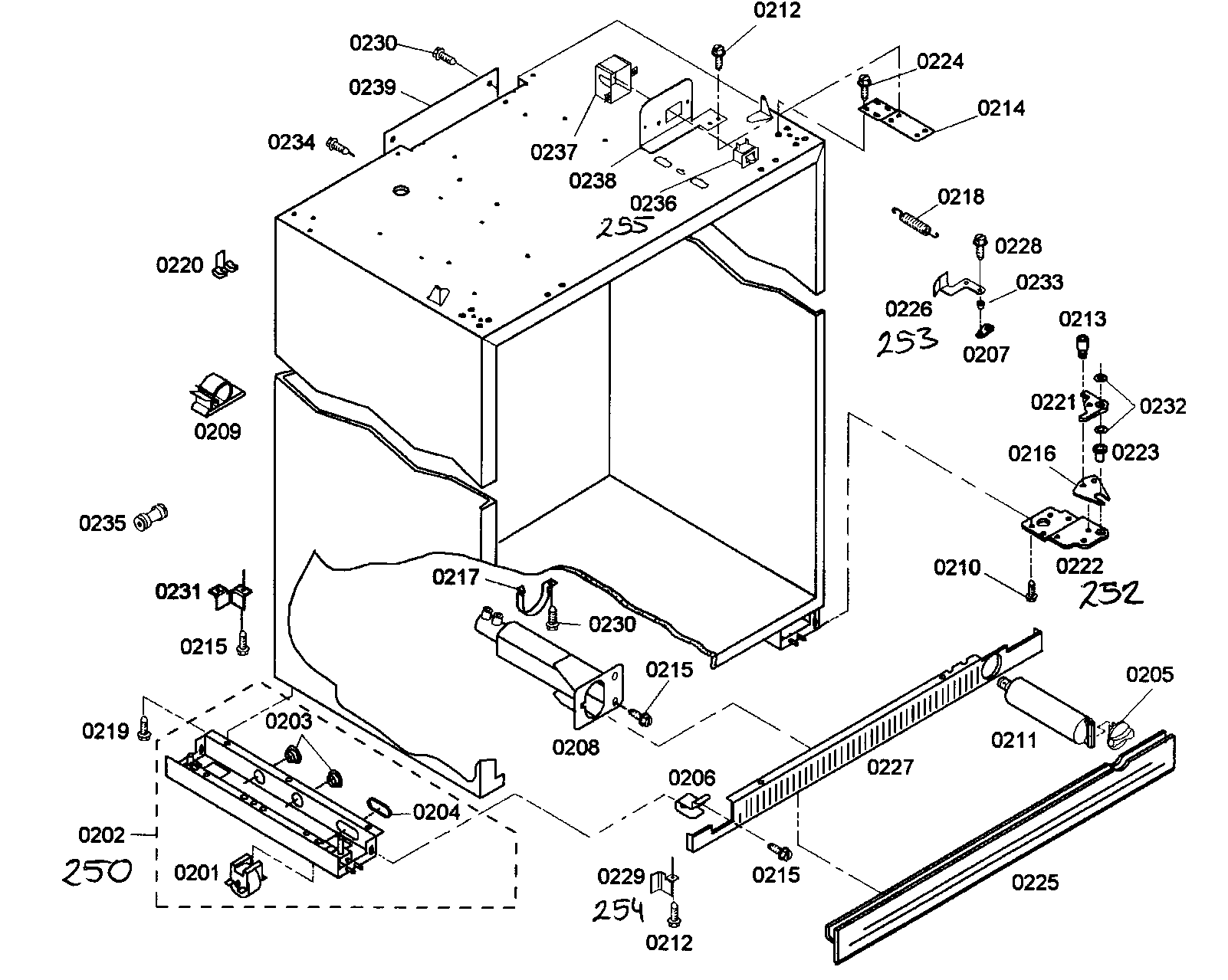 Thermador KBUDT4265E/01 cabinet parts diagram