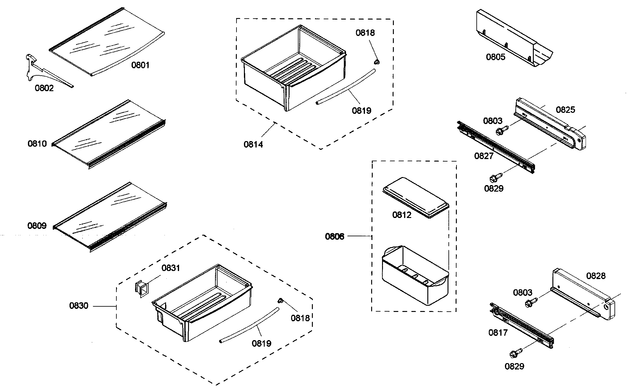 Thermador KBUDT4265E/01 shelf assy 1 diagram