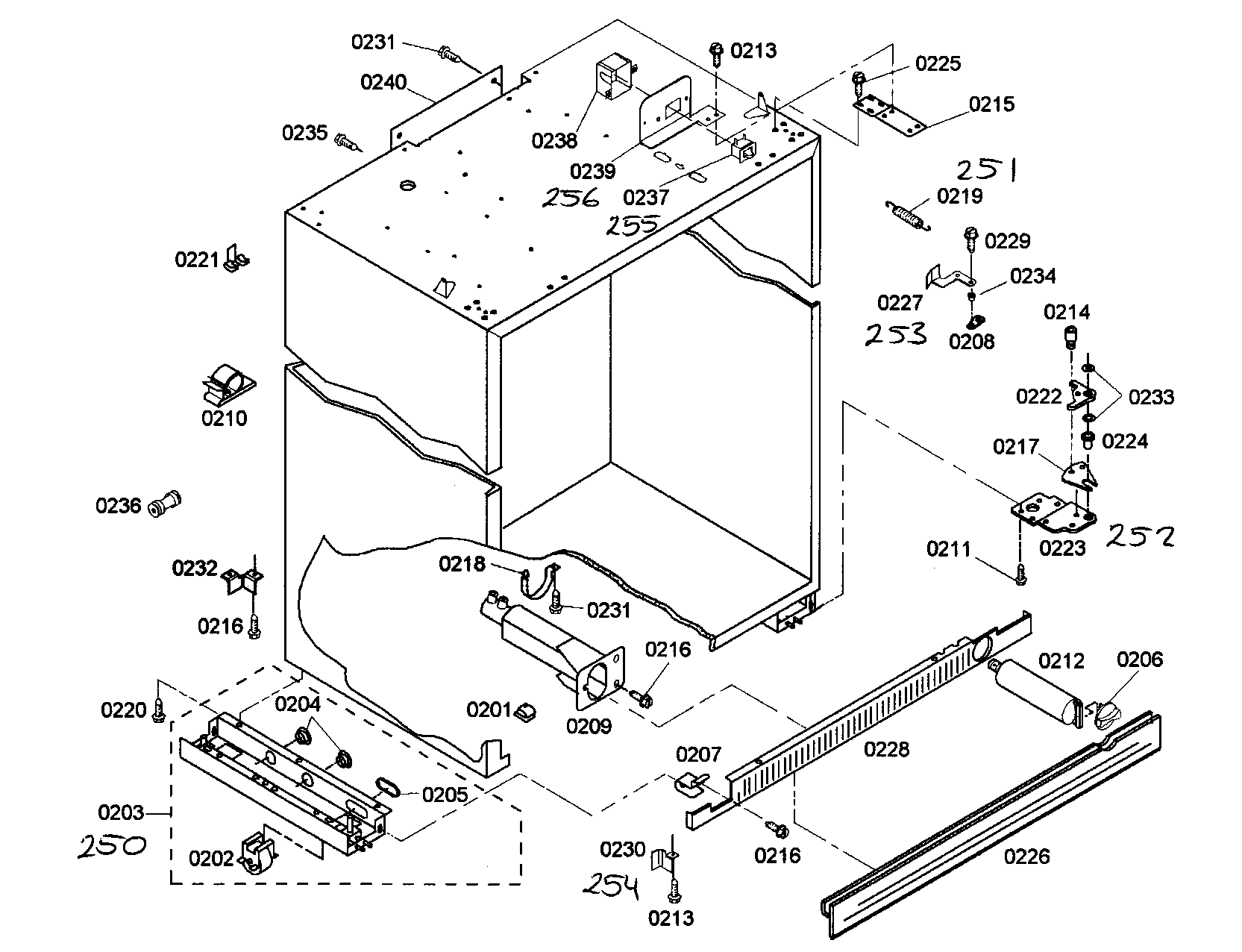 Thermador KBUDT4865E/01 cabinet parts diagram