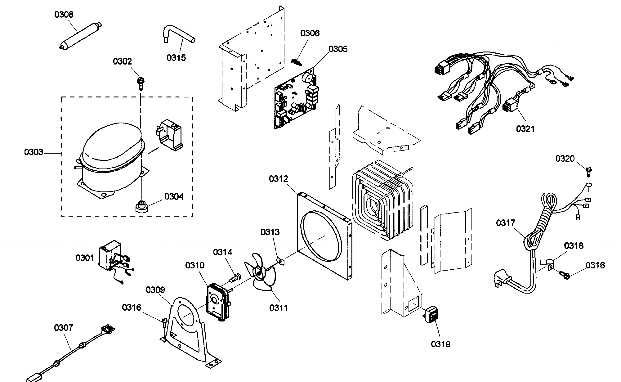 Thermador KBUDT4865E/01 compressor assy diagram